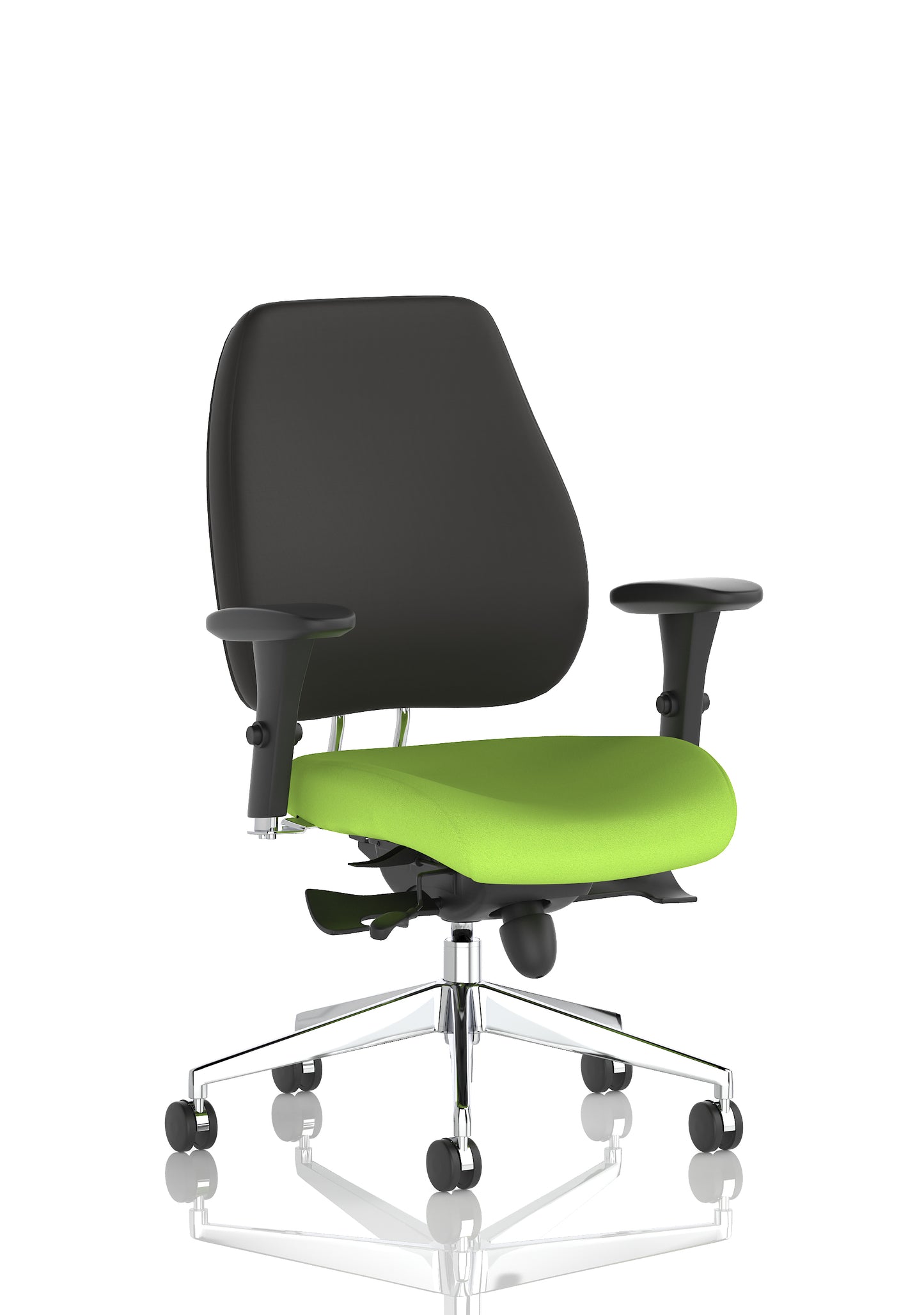 Chiro Plus High Back Ergonomic Posture Chair with Arms Bespoke Myrrh Green Fabric Black None - Industrious Decor