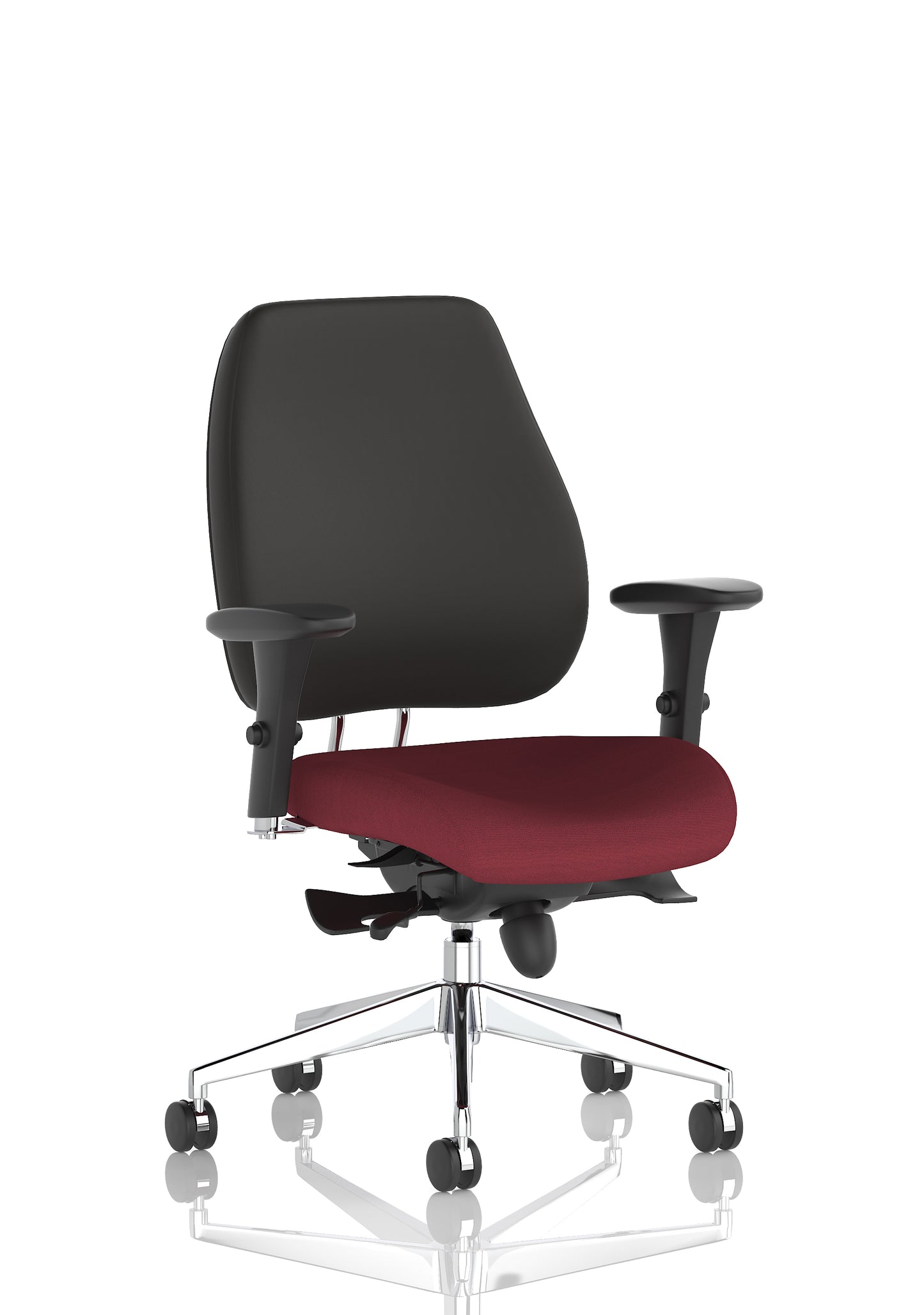 Chiro Plus High Back Ergonomic Posture Chair with Arms Bespoke Ginseng Chilli Fabric Black None - Industrious Decor