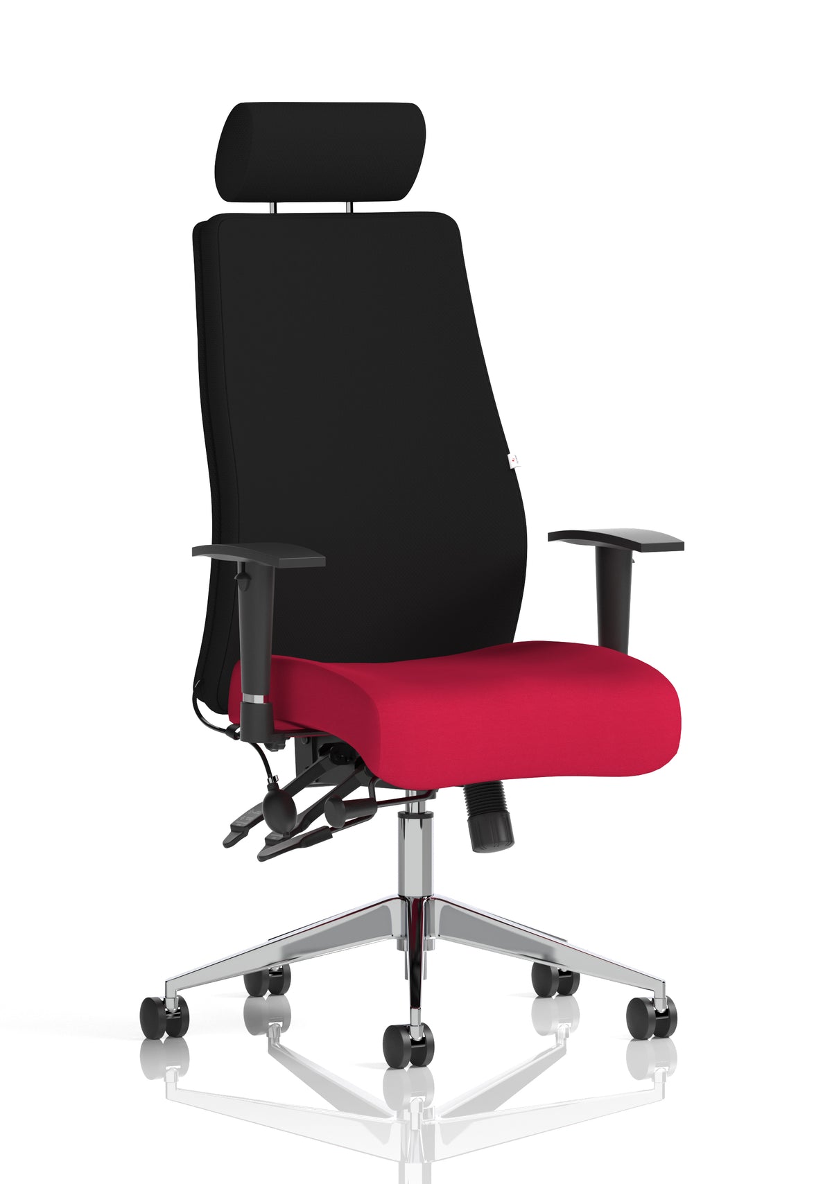Silverton 24Hr High Back Ergonomic Task Chair | Independent Tilt | Adjustable Lumbar & Headrest Bespoke Bergamot Cherry Black With Headrest - Industrious Decor