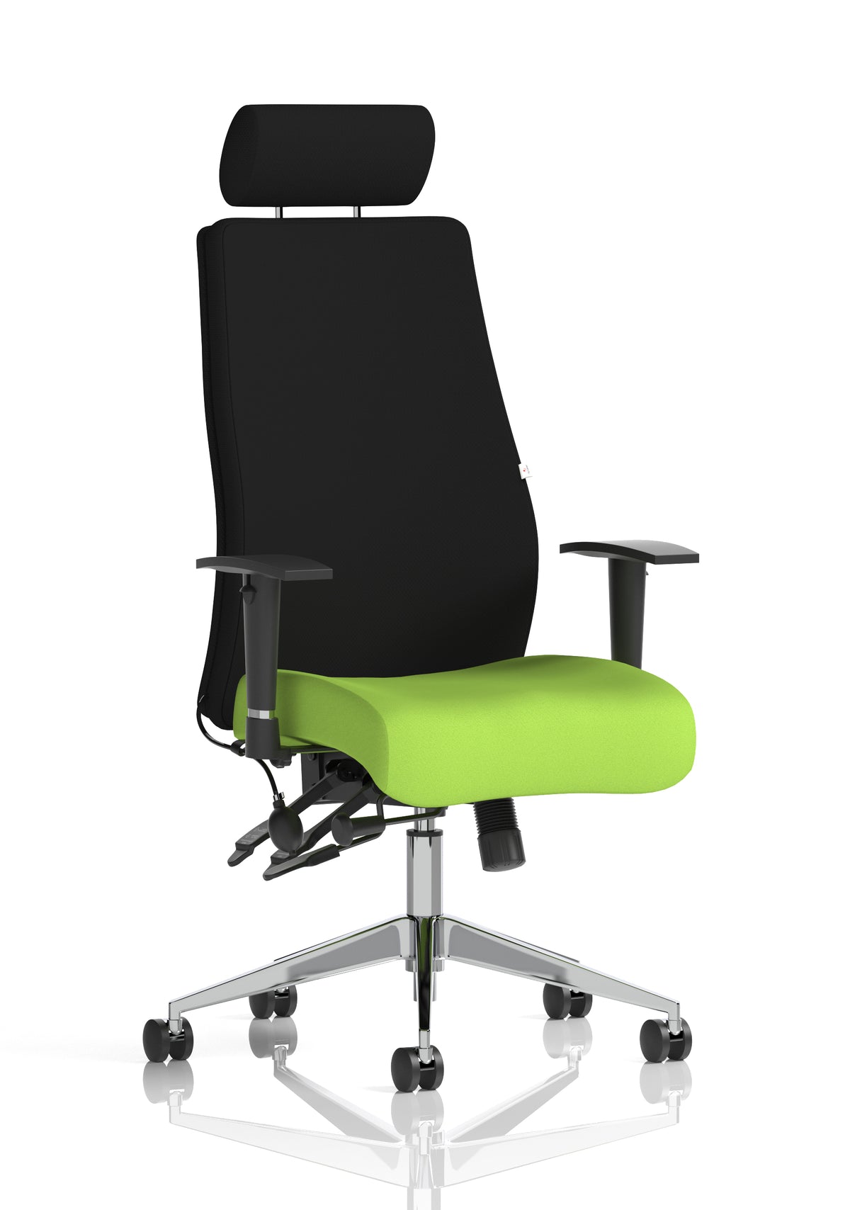 Silverton 24Hr High Back Ergonomic Task Chair | Independent Tilt | Adjustable Lumbar & Headrest Bespoke Myrrh Green Black With Headrest - Industrious Decor