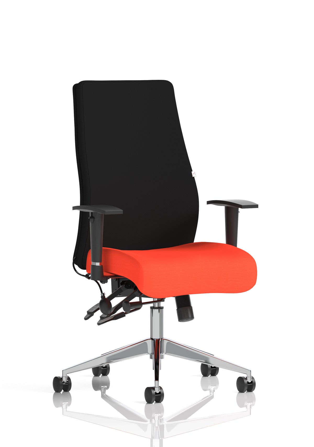 Silverton 24Hr High Back Ergonomic Task Chair | Independent Tilt | Adjustable Lumbar & Headrest Bespoke Tabasco Orange Black None - Industrious Decor