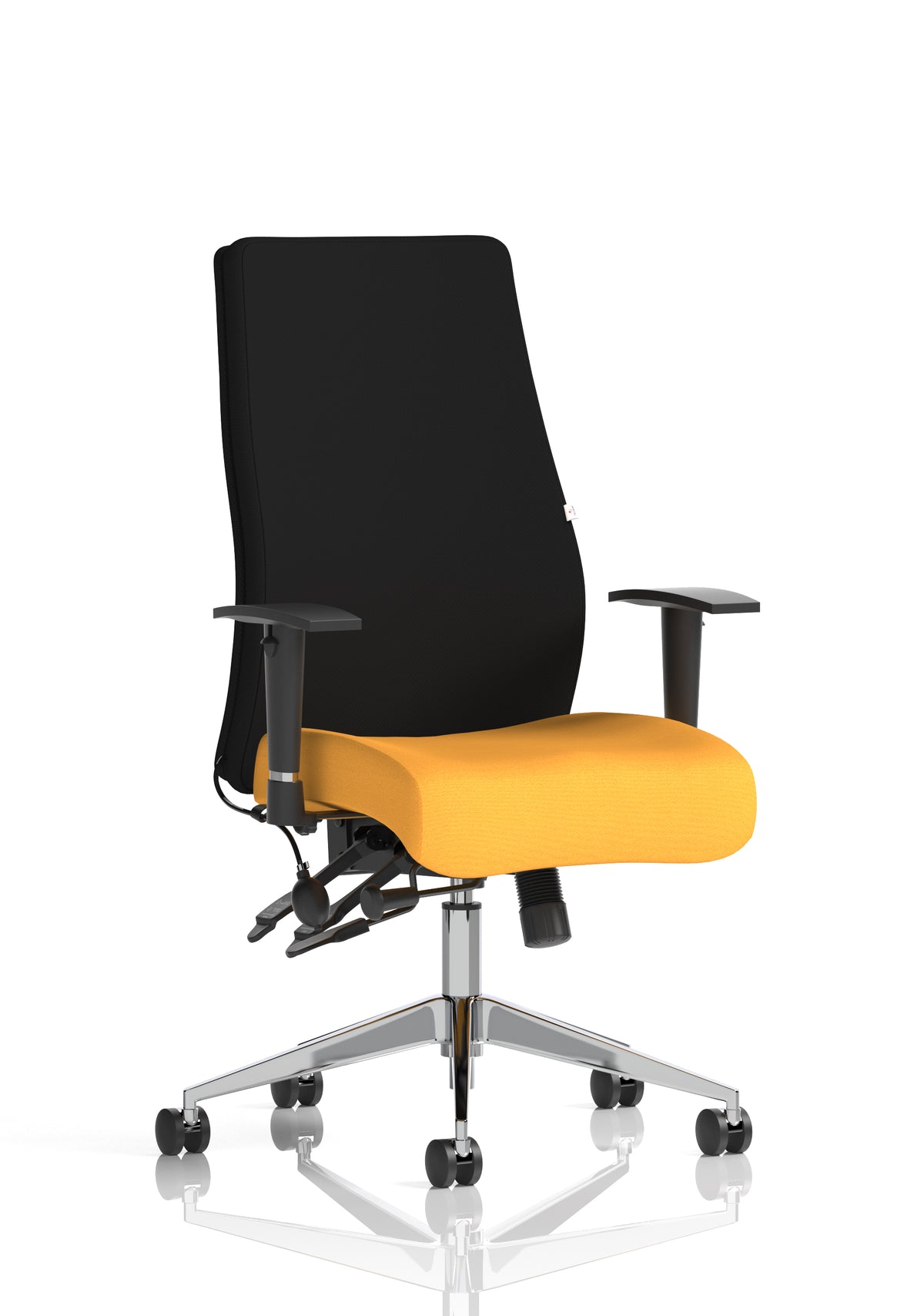 Silverton 24Hr High Back Ergonomic Task Chair | Independent Tilt | Adjustable Lumbar & Headrest Bespoke Senna Yellow Black None - Industrious Decor
