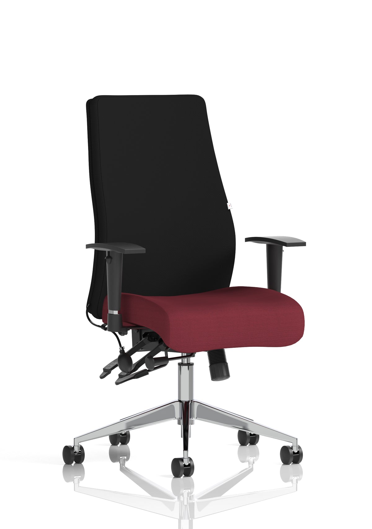 Silverton 24Hr High Back Ergonomic Task Chair | Independent Tilt | Adjustable Lumbar & Headrest Bespoke Ginseng Chilli Black None - Industrious Decor