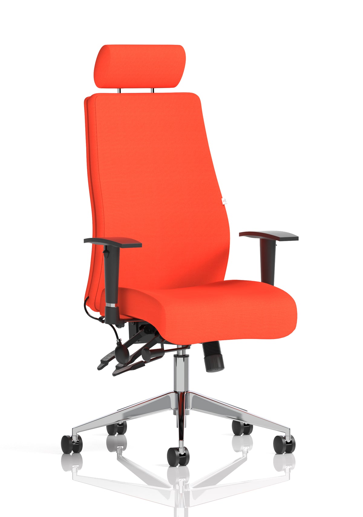 Silverton 24Hr High Back Ergonomic Task Chair | Independent Tilt | Adjustable Lumbar & Headrest Bespoke Tabasco Orange Matching Bespoke Colour With Headrest - Industrious Decor