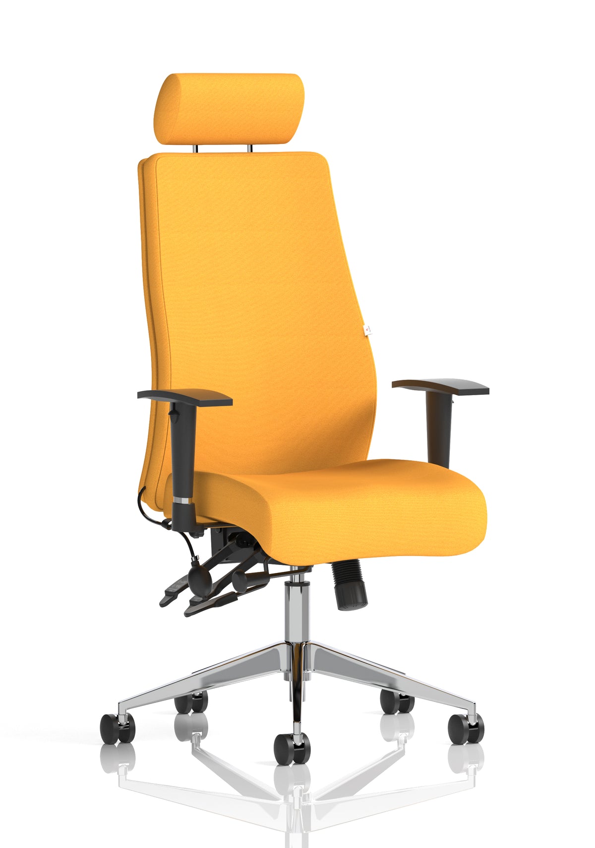Silverton 24Hr High Back Ergonomic Task Chair | Independent Tilt | Adjustable Lumbar & Headrest Bespoke Senna Yellow Matching Bespoke Colour With Headrest - Industrious Decor