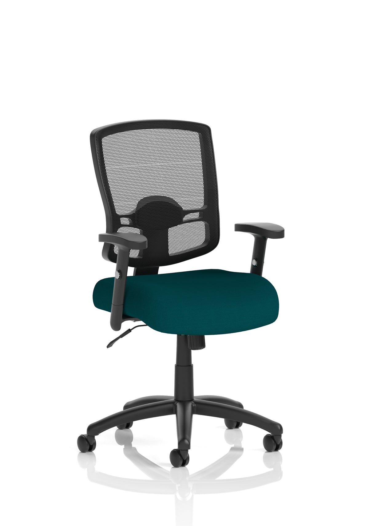 Montfort Medium Mesh Back Task Operator Office Chair with Arms Bespoke Maringa Teal With Height Adjustable Arms - Industrious Decor