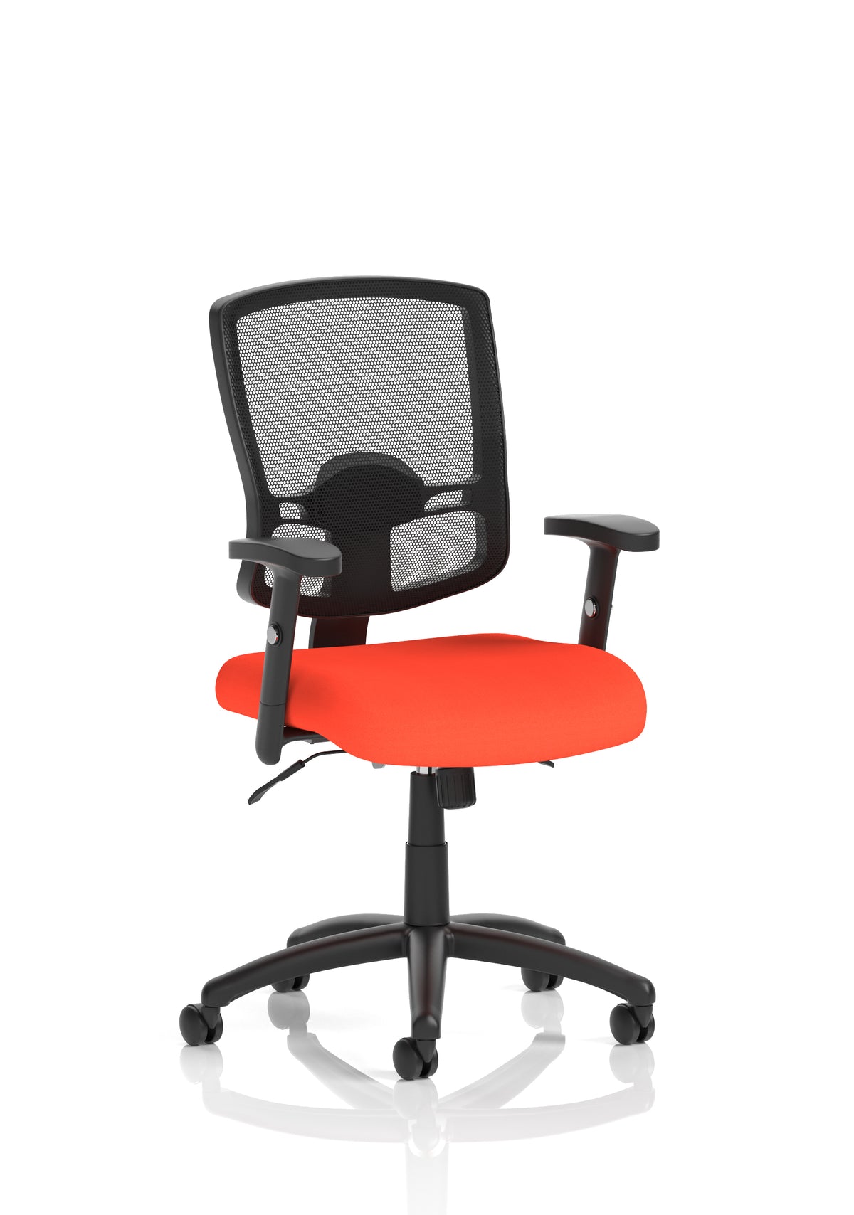 Corwin Medium Mesh Back Task Operator Office Chair with Arms Bespoke Tabasco Orange With Height Adjustable Arms - Industrious Decor