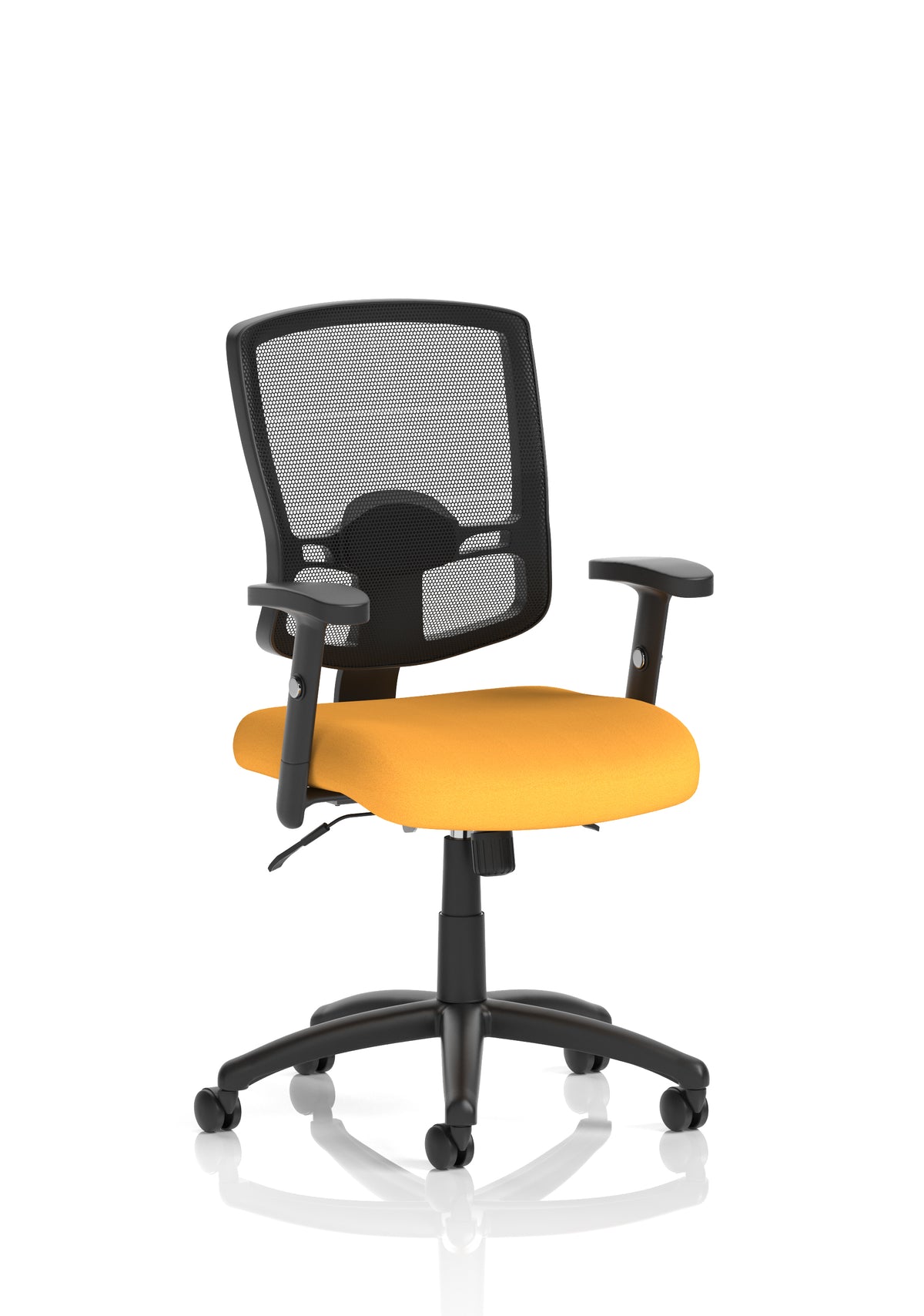 Corwin Medium Mesh Back Task Operator Office Chair with Arms Bespoke Senna Yellow With Height Adjustable Arms - Industrious Decor
