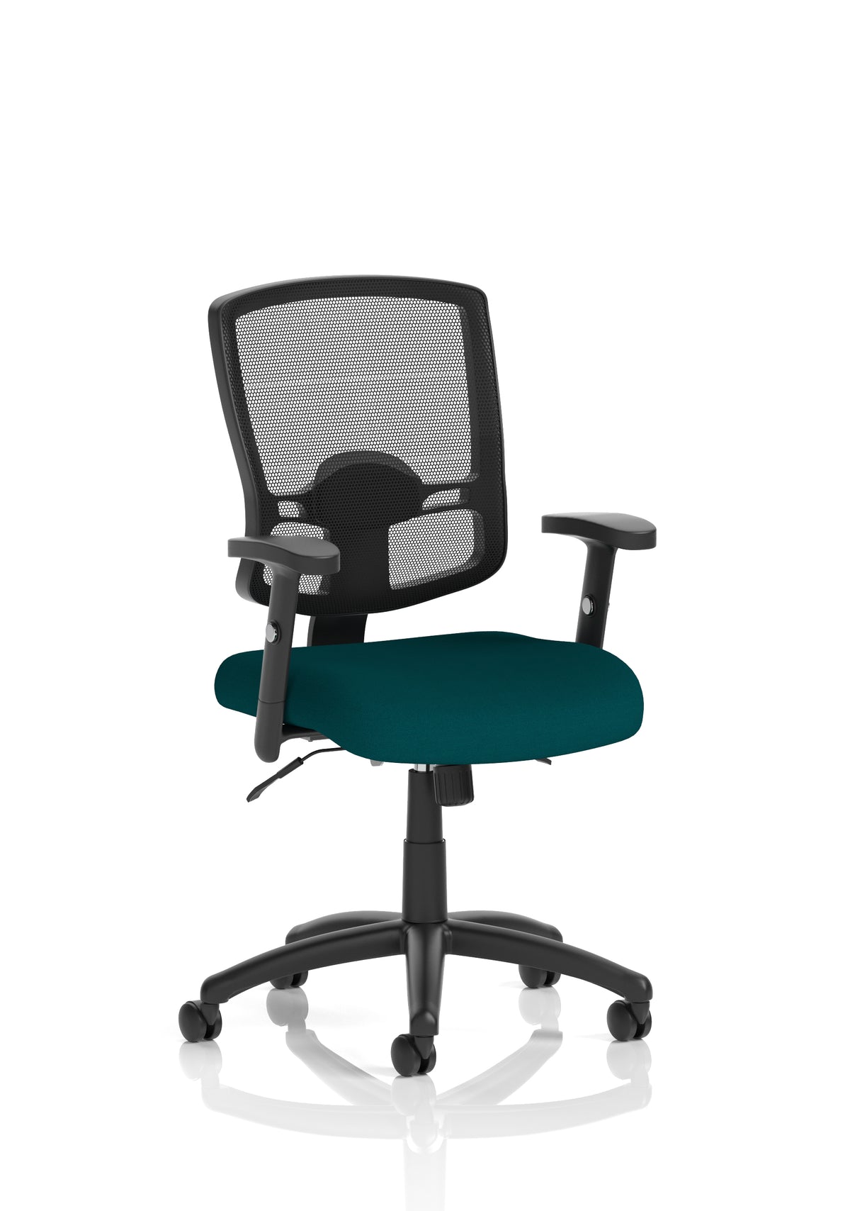 Corwin Medium Mesh Back Task Operator Office Chair with Arms Bespoke Maringa Teal With Height Adjustable Arms - Industrious Decor