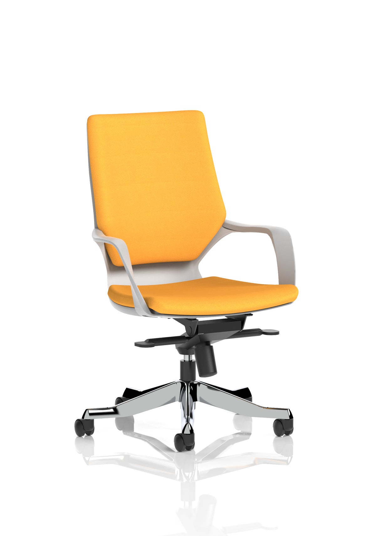 Isham Medium Back Executive Office Chair with Arms Bespoke Senna Yellow Matching Bespoke Colour - Industrious Decor