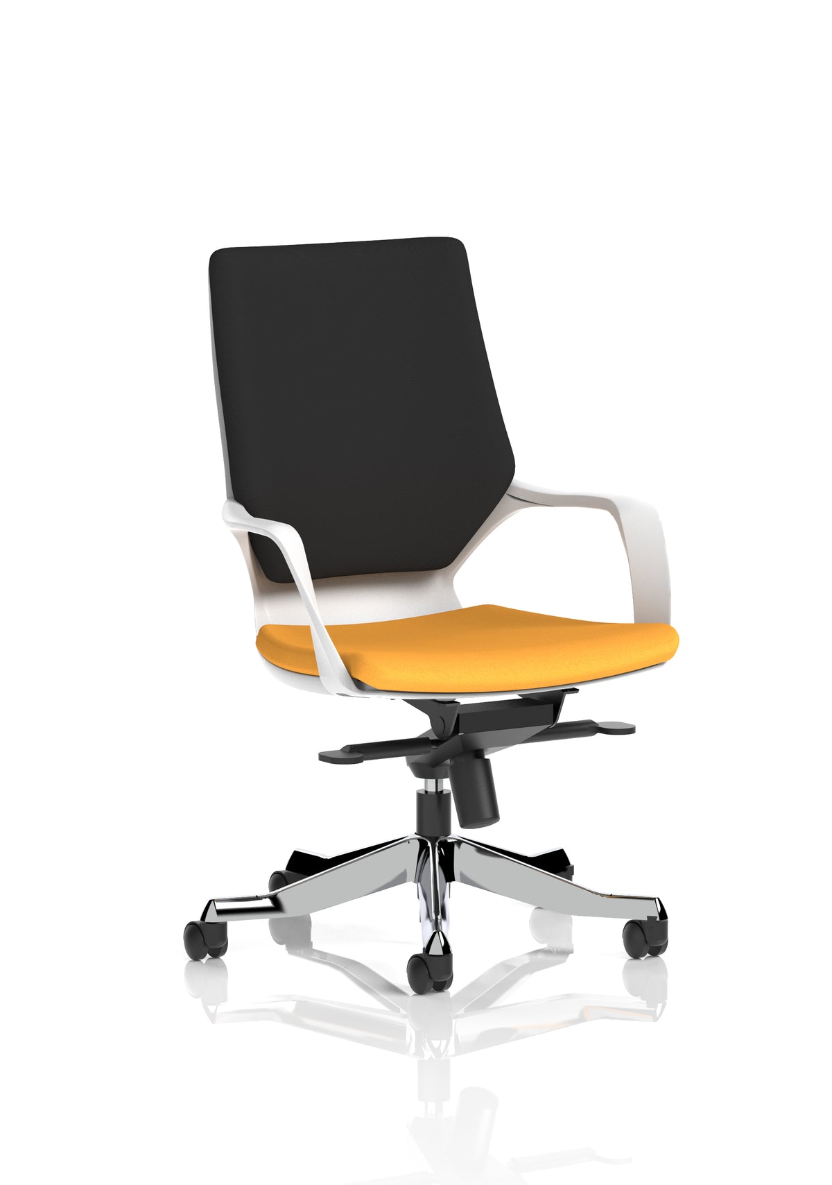 Isham Medium Back Executive Office Chair with Arms Bespoke Senna Yellow Black - Industrious Decor