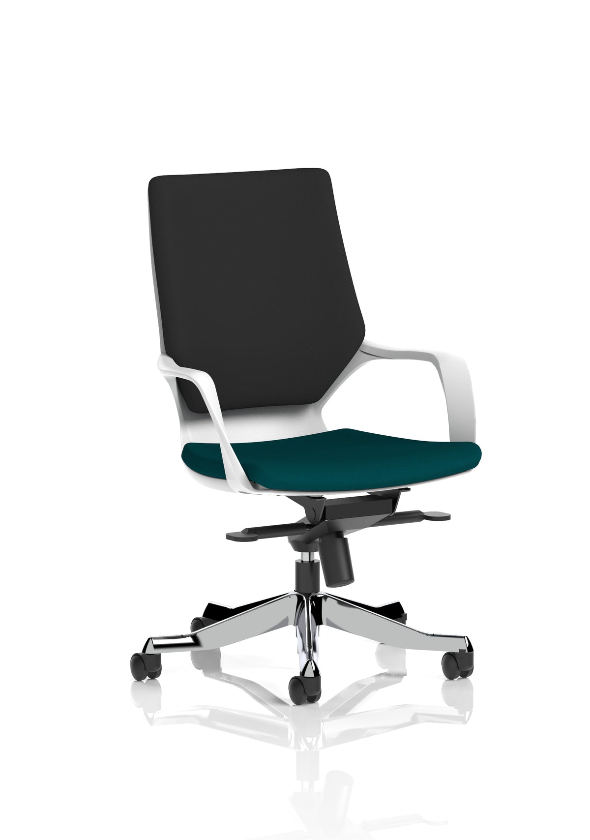 Isham Medium Back Executive Office Chair with Arms Bespoke Maringa Teal Black - Industrious Decor