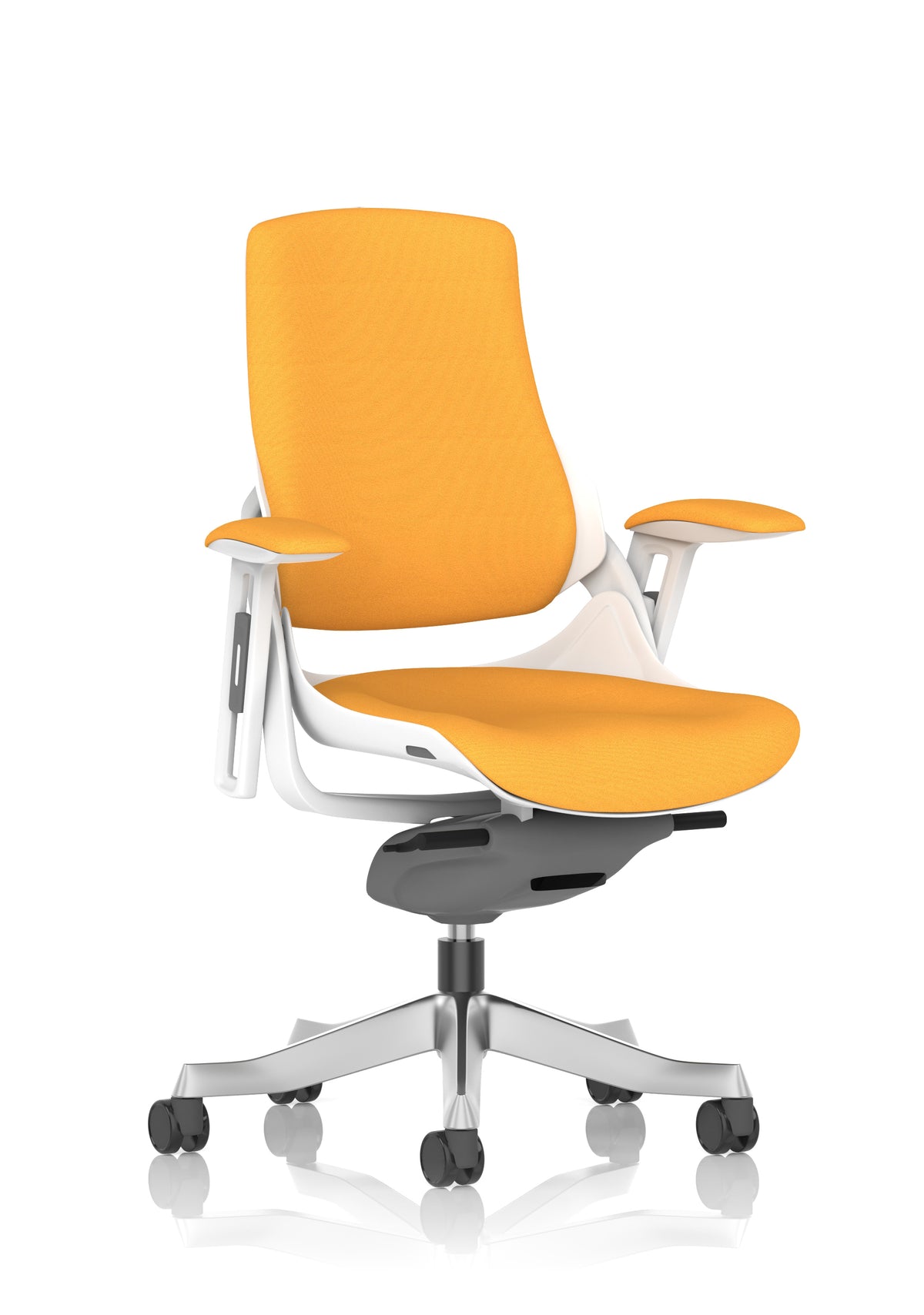 Medbourne High Back White Shell Fabric Executive Office Chair with Arms Bespoke Senna Yellow Bespoke Senna Yellow Fabric None - Industrious Decor