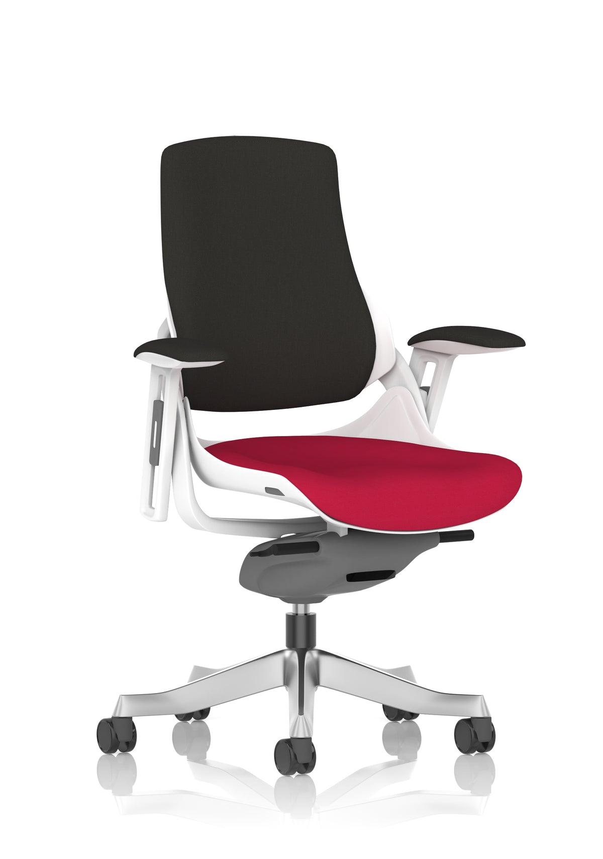 Medbourne High Back White Shell Fabric Executive Office Chair with Arms Bespoke Bergamot Cherry Black Fabric None - Industrious Decor