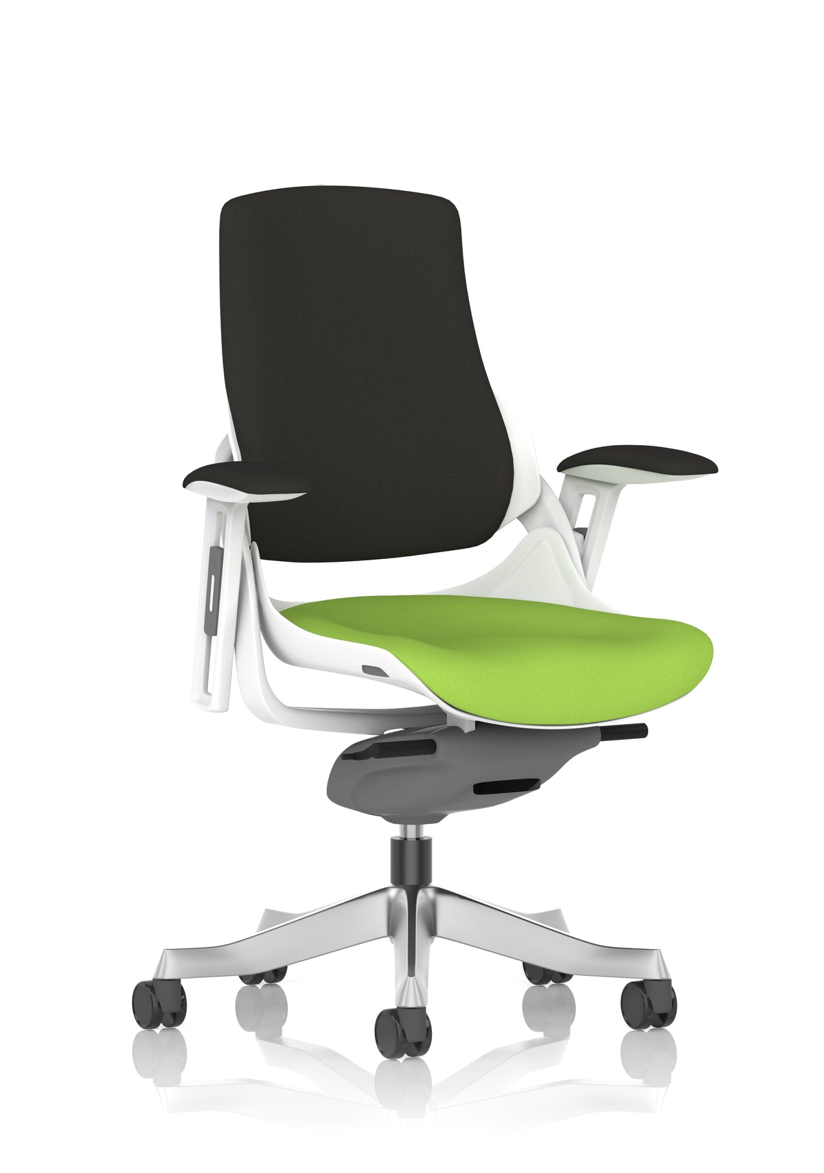 Medbourne High Back White Shell Fabric Executive Office Chair with Arms Bespoke Myrrh Green Black Fabric None - Industrious Decor
