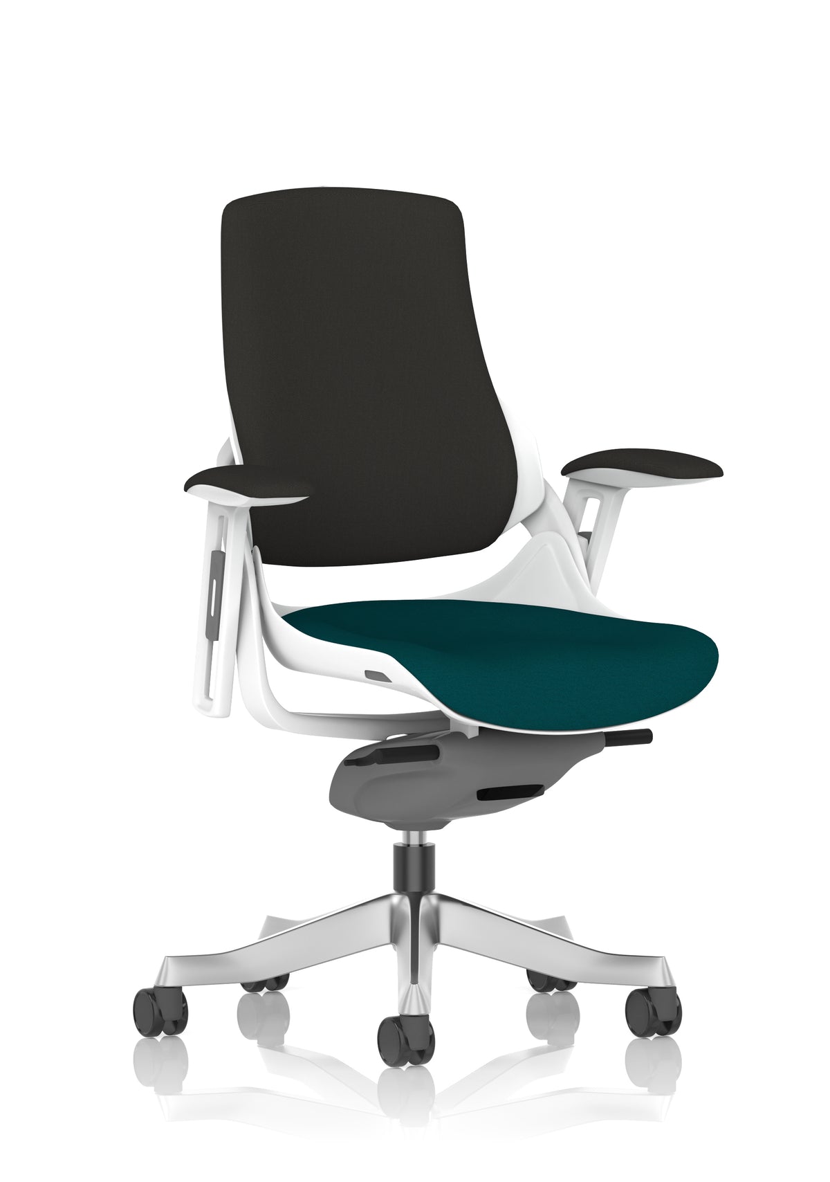 Medbourne High Back White Shell Fabric Executive Office Chair with Arms Bespoke Maringa Teal Black Fabric None - Industrious Decor