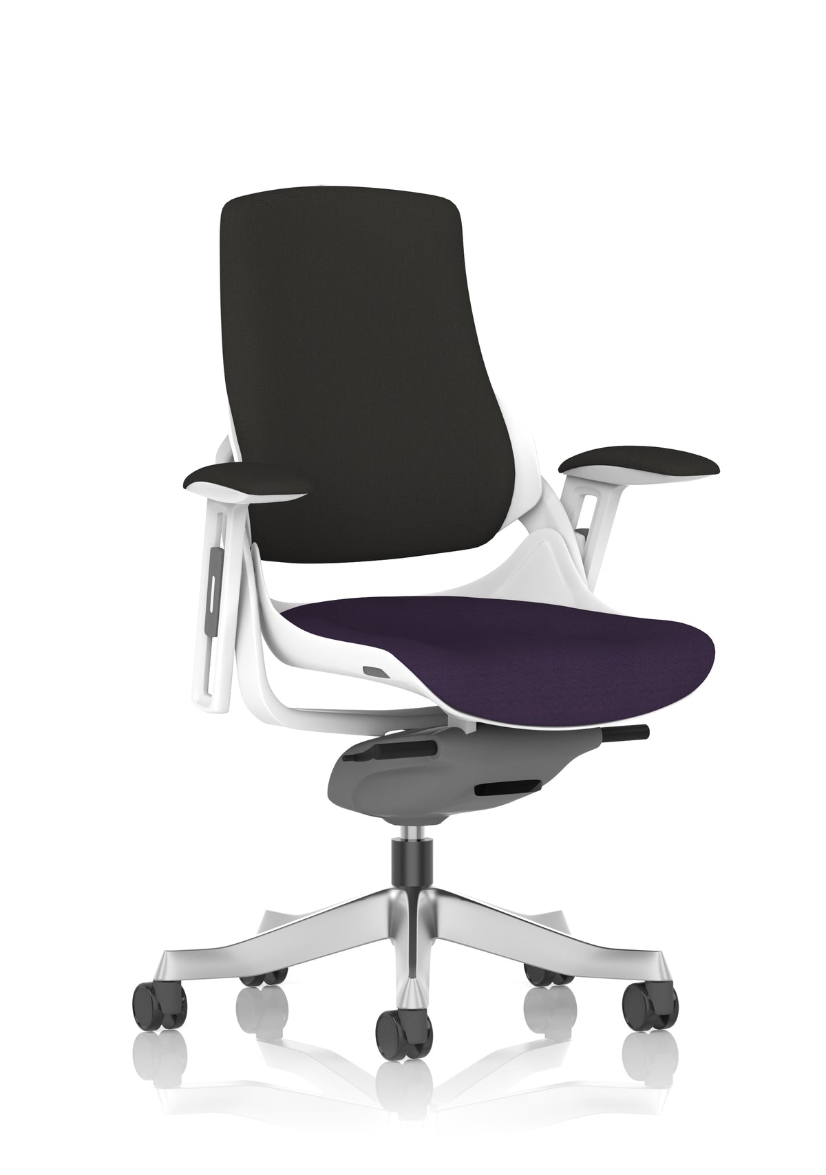Medbourne High Back White Shell Fabric Executive Office Chair with Arms Bespoke Tansy Purple Black Fabric None - Industrious Decor