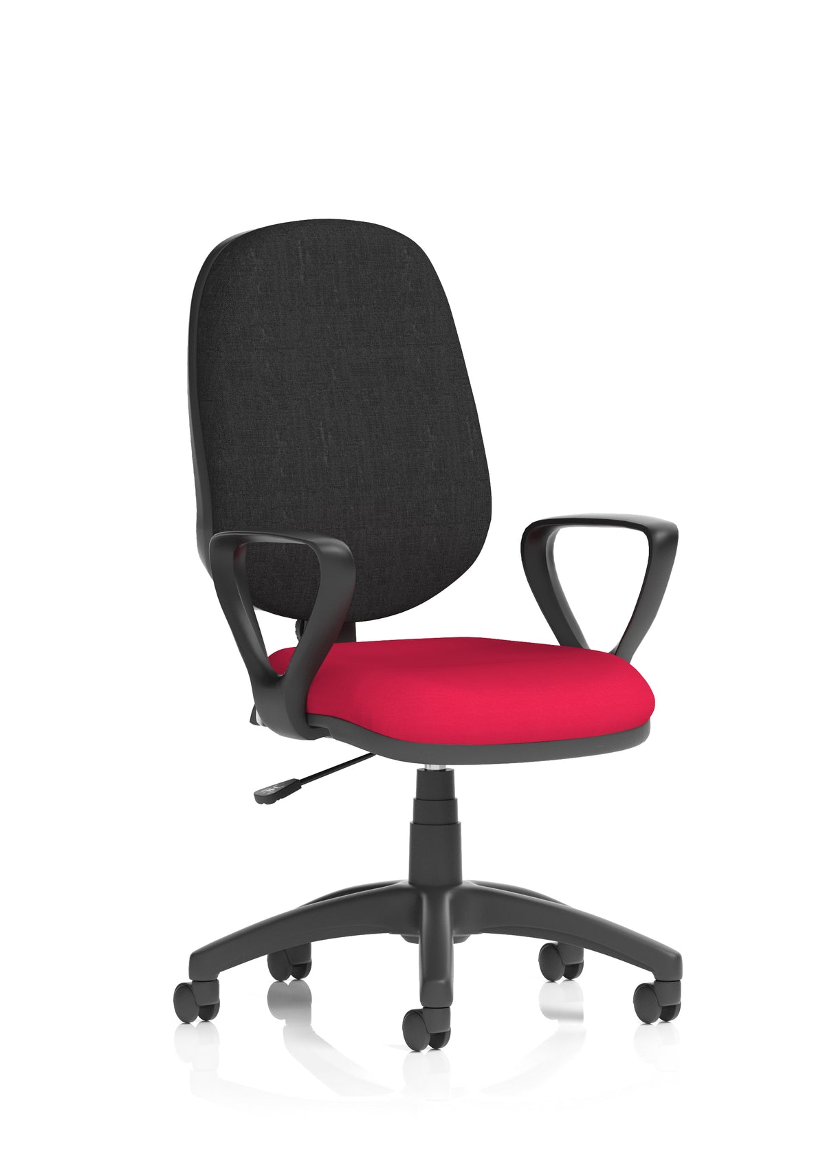 Norwood Medium Back Task Operator Office Chair Bespoke Bergamot Cherry Fabric Black With Loop Arms - Industrious Decor