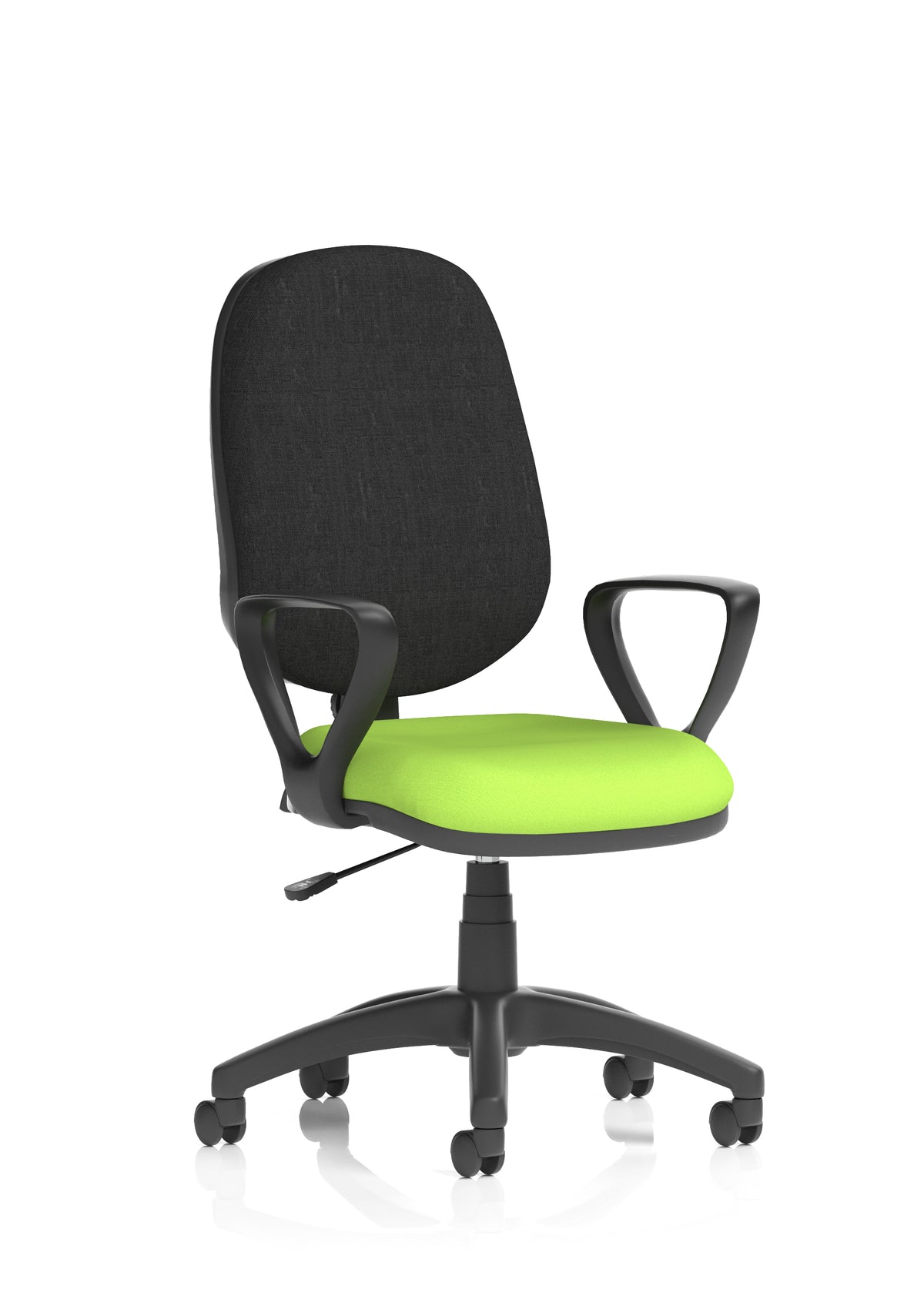 Norwood Medium Back Task Operator Office Chair Bespoke Myrrh Green Fabric Black With Loop Arms - Industrious Decor