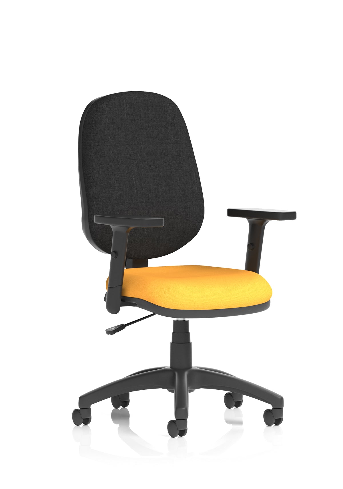Norwood Medium Back Task Operator Office Chair Bespoke Senna Yellow Fabric Black With Height Adjustable Arms - Industrious Decor