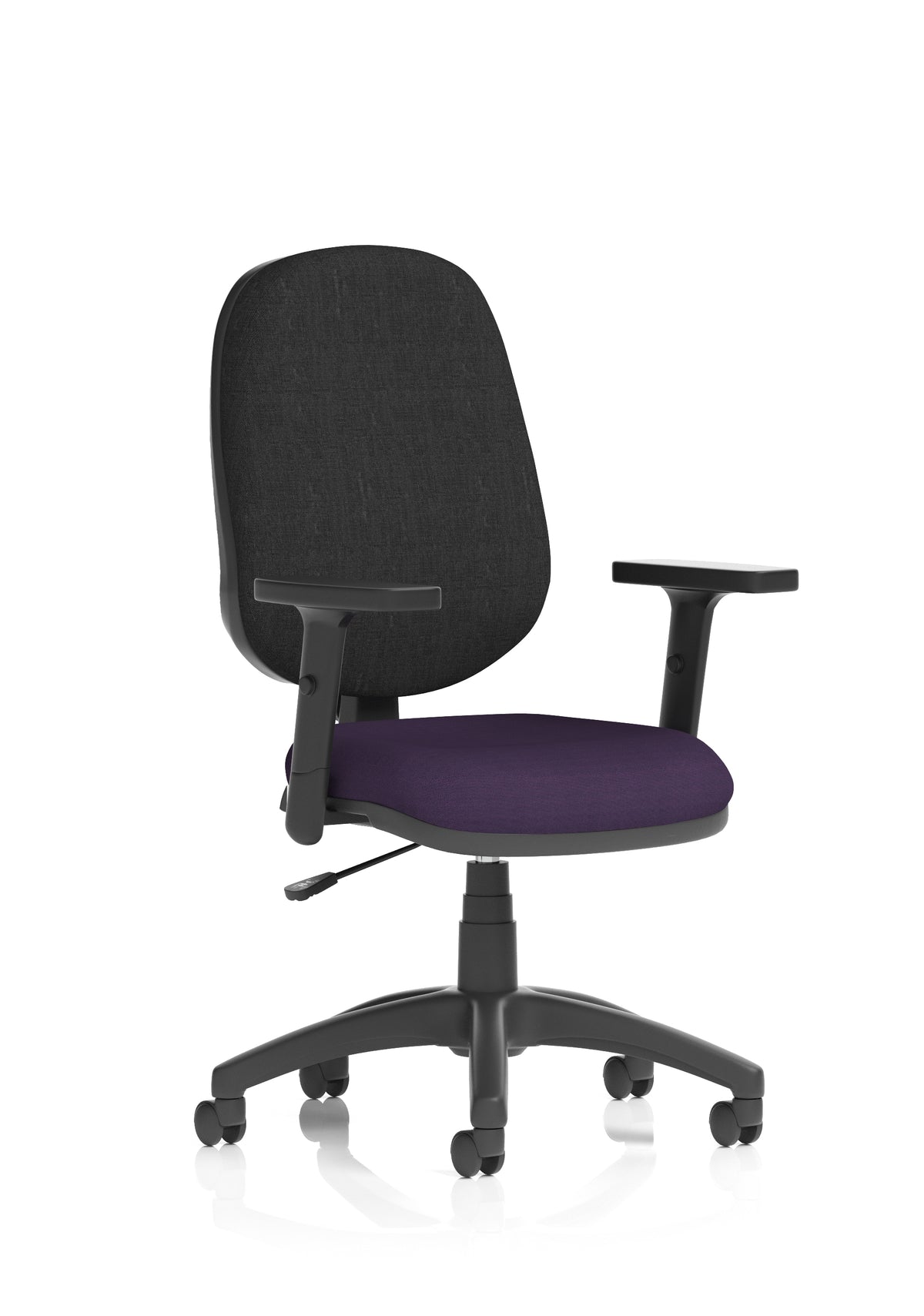 Norwood Medium Back Task Operator Office Chair Bespoke Tansy Purple Fabric Black With Height Adjustable Arms - Industrious Decor