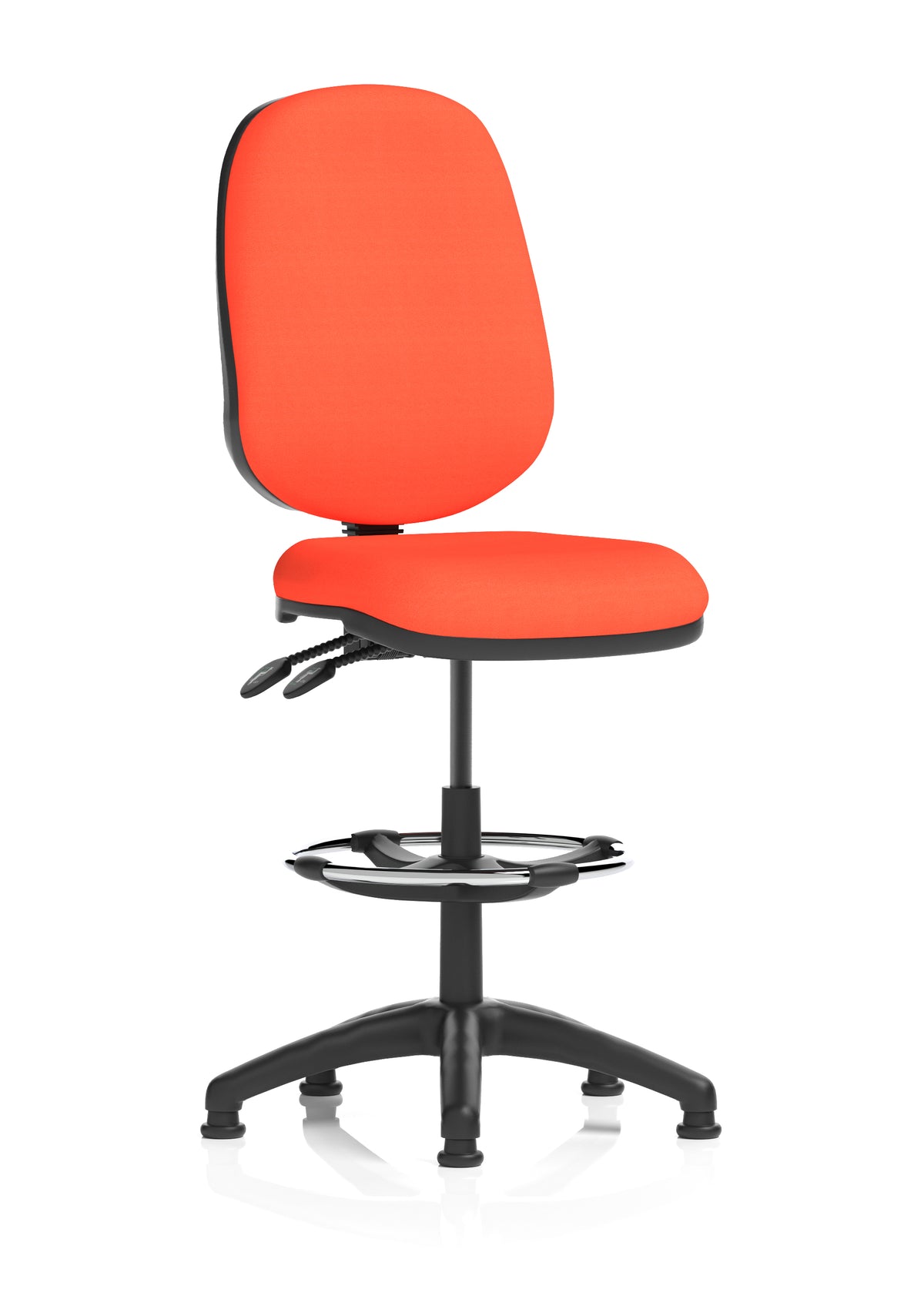 Sterling Medium Back Draughtsman Chair | Infinite Lock | Height Adjustable Back & Arms Bespoke Tabasco Orange Matching Colour None - Industrious Decor
