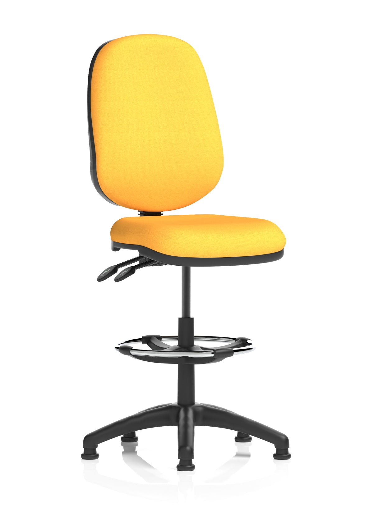 Sterling Medium Back Draughtsman Chair | Infinite Lock | Height Adjustable Back & Arms Bespoke Senna Yellow Matching Colour None - Industrious Decor