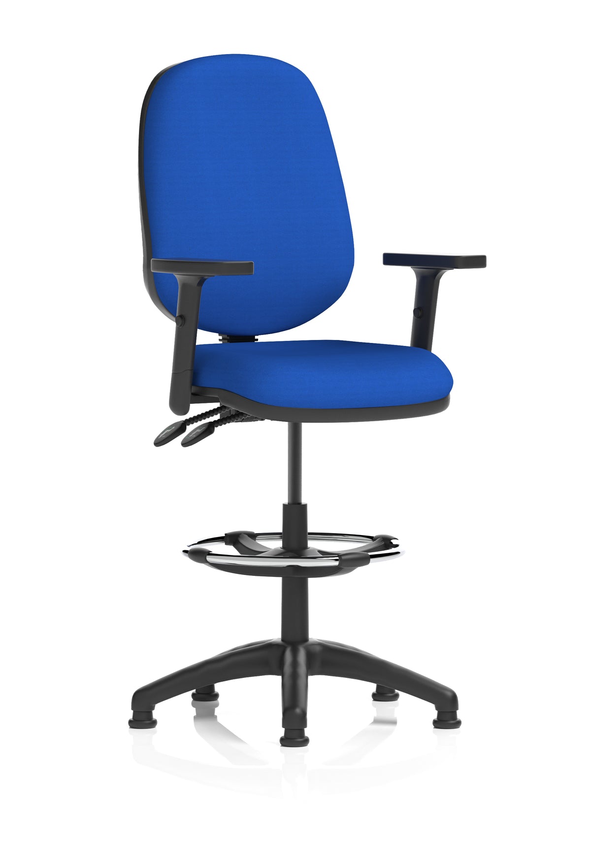 Sterling Medium Back Draughtsman Chair | Infinite Lock | Height Adjustable Back & Arms Bespoke Stevia Blue Matching Colour With Height Adjustable Arms - Industrious Decor