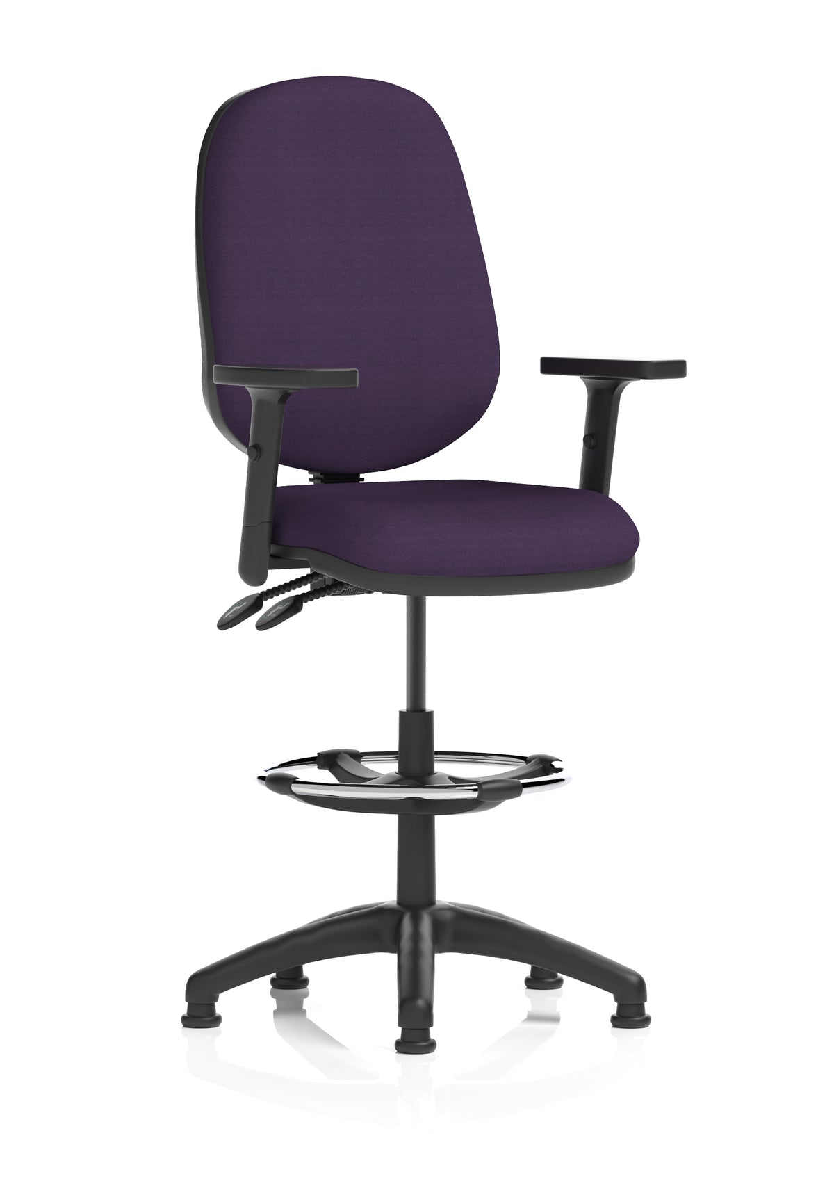 Sterling Medium Back Draughtsman Chair | Infinite Lock | Height Adjustable Back & Arms Bespoke Tansy Purple Matching Colour With Height Adjustable Arms - Industrious Decor