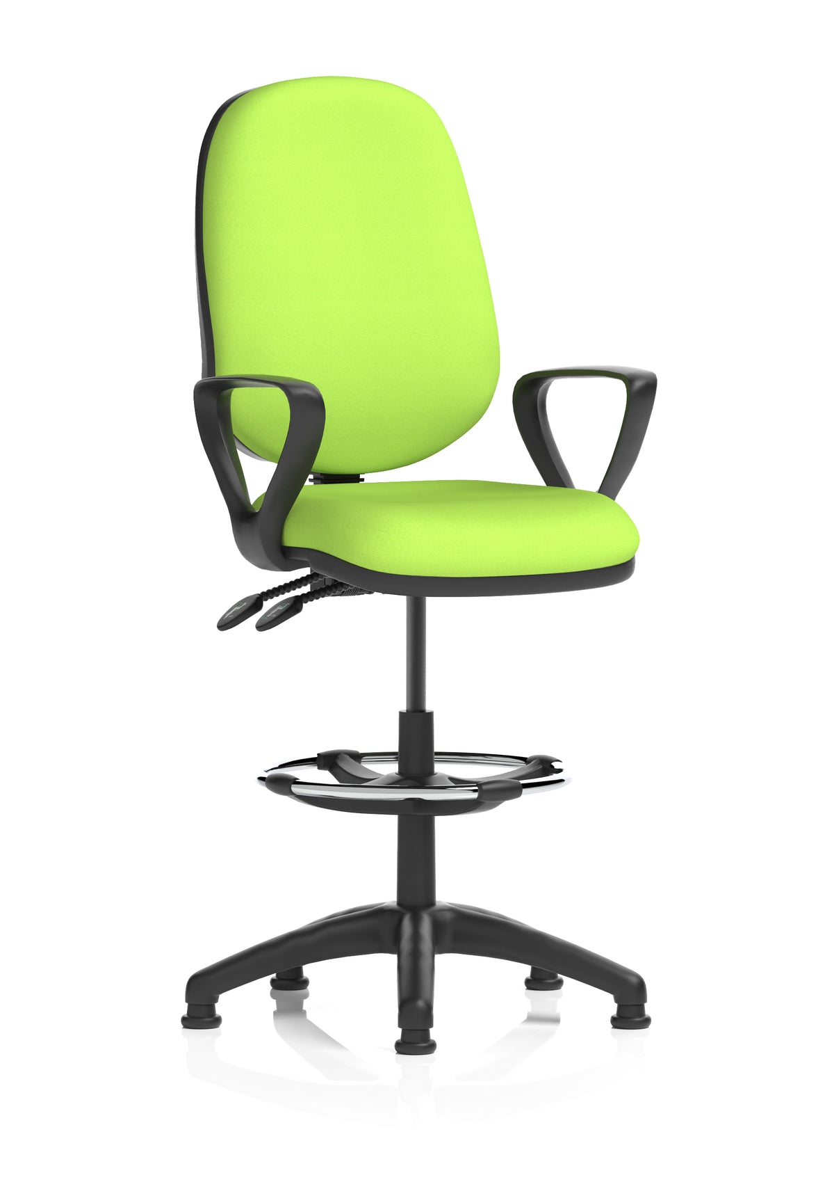 Sterling Medium Back Draughtsman Chair | Infinite Lock | Height Adjustable Back & Arms Bespoke Myrrh Green Matching Colour With Loop Arms - Industrious Decor