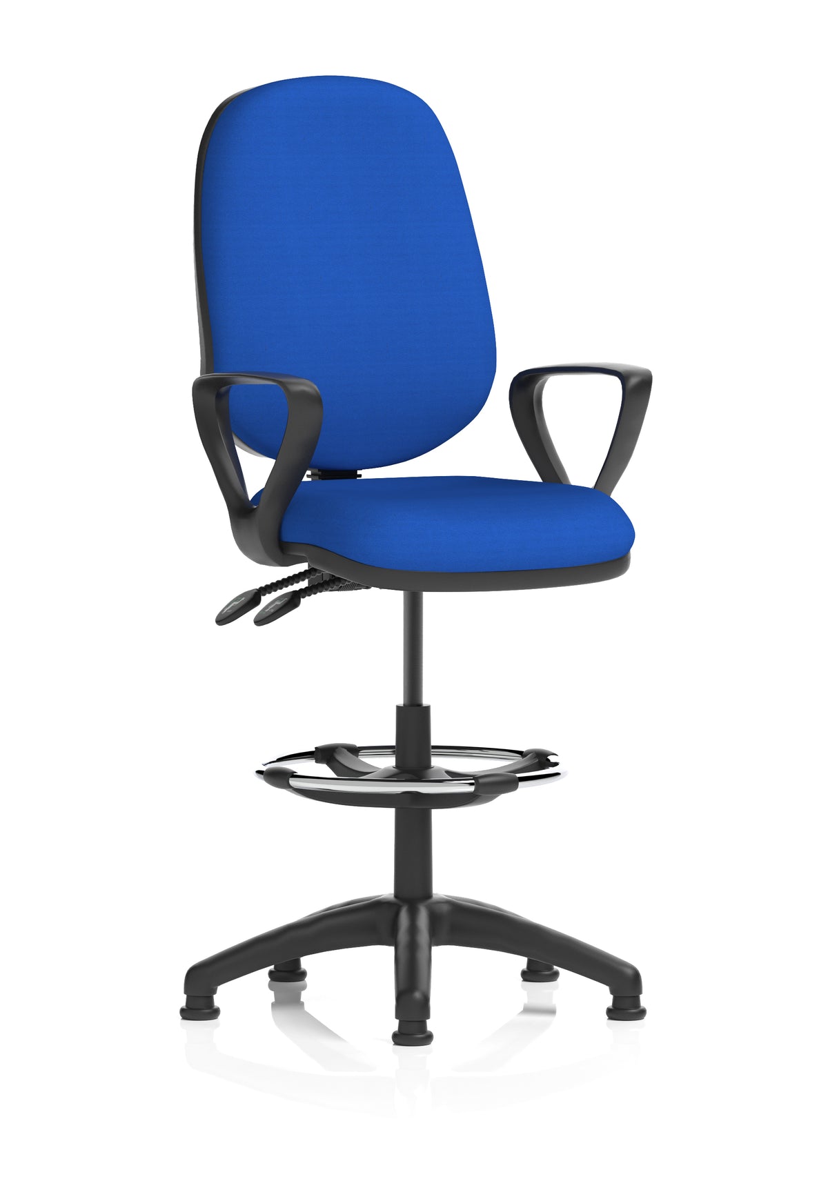 Sterling Medium Back Draughtsman Chair | Infinite Lock | Height Adjustable Back & Arms Bespoke Stevia Blue Matching Colour With Loop Arms - Industrious Decor