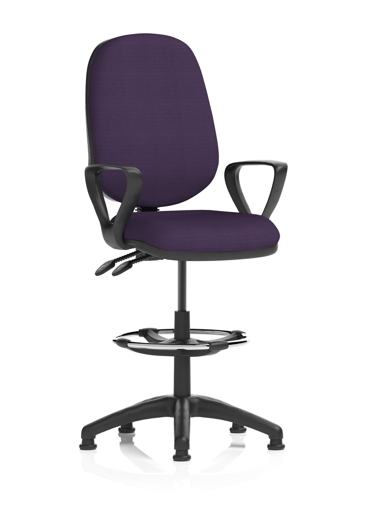 Sterling Medium Back Draughtsman Chair | Infinite Lock | Height Adjustable Back & Arms Bespoke Tansy Purple Matching Colour With Loop Arms - Industrious Decor