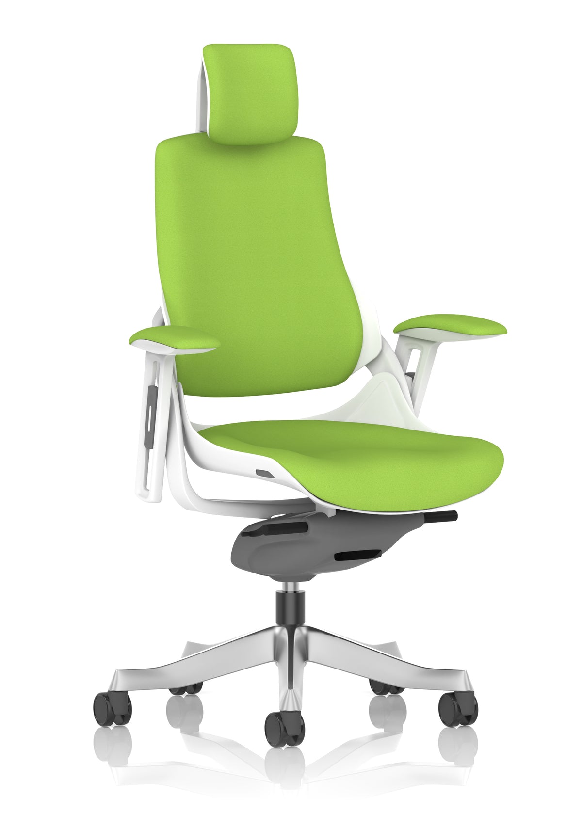 Medbourne High Back White Shell Fabric Executive Office Chair with Arms Bespoke Myrrh Green Bespoke Myrrh Green Fabric With Headrest - Industrious Decor