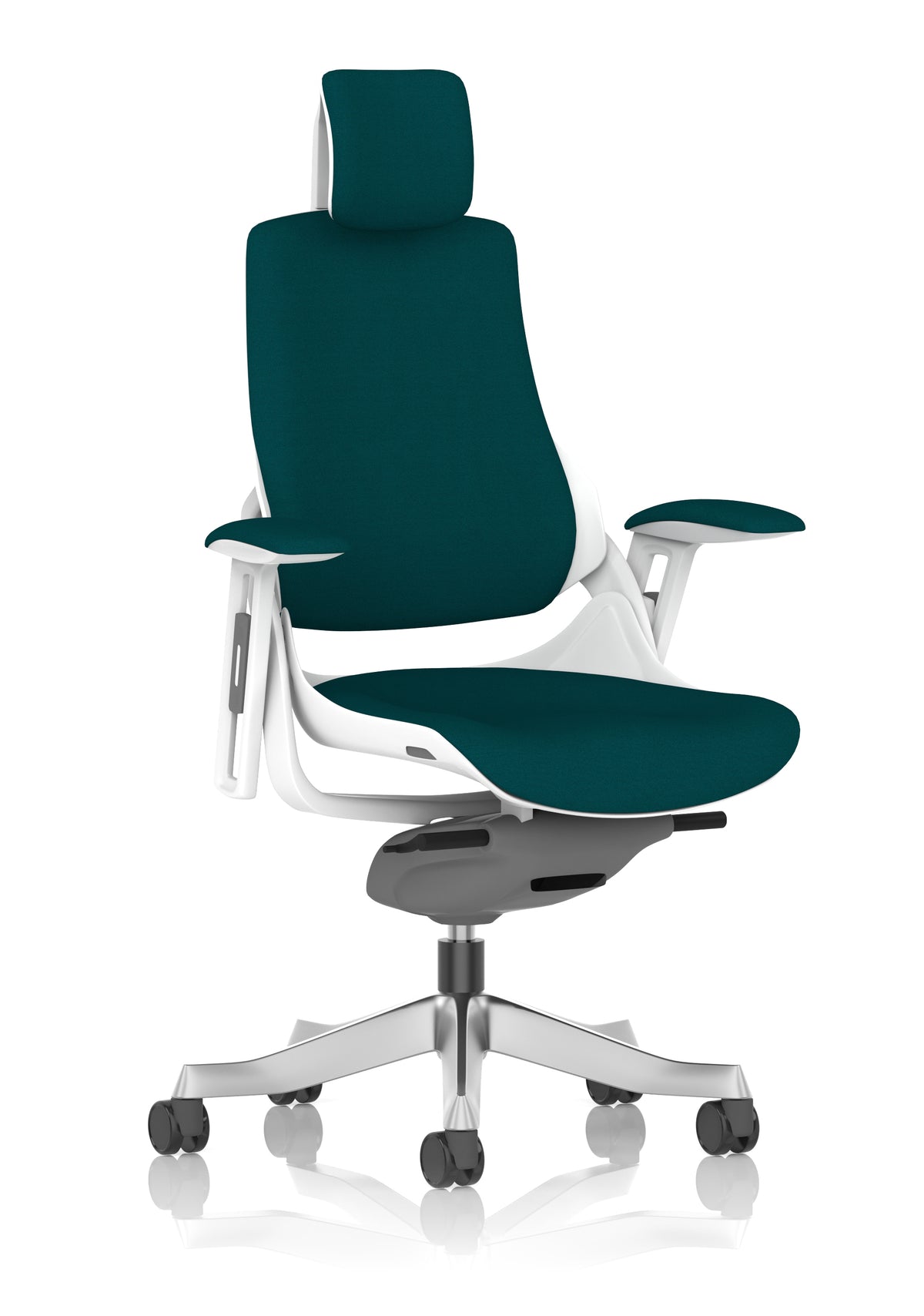 Medbourne High Back White Shell Fabric Executive Office Chair with Arms Bespoke Maringa Teal Bespoke Maringa Teal Fabric With Headrest - Industrious Decor