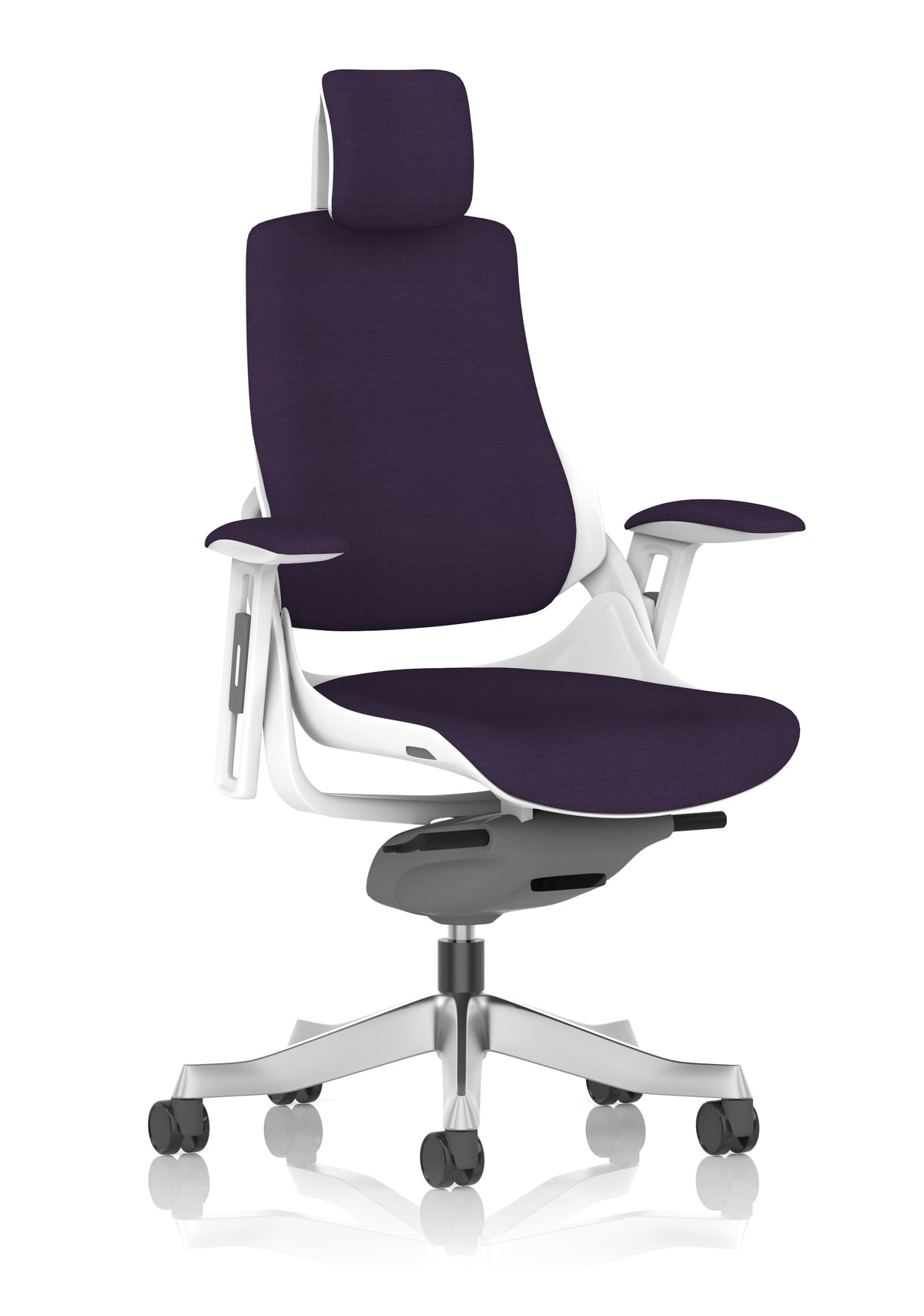 Medbourne High Back White Shell Fabric Executive Office Chair with Arms Bespoke Tansy Purple Bespoke Tansy Purple Fabric With Headrest - Industrious Decor