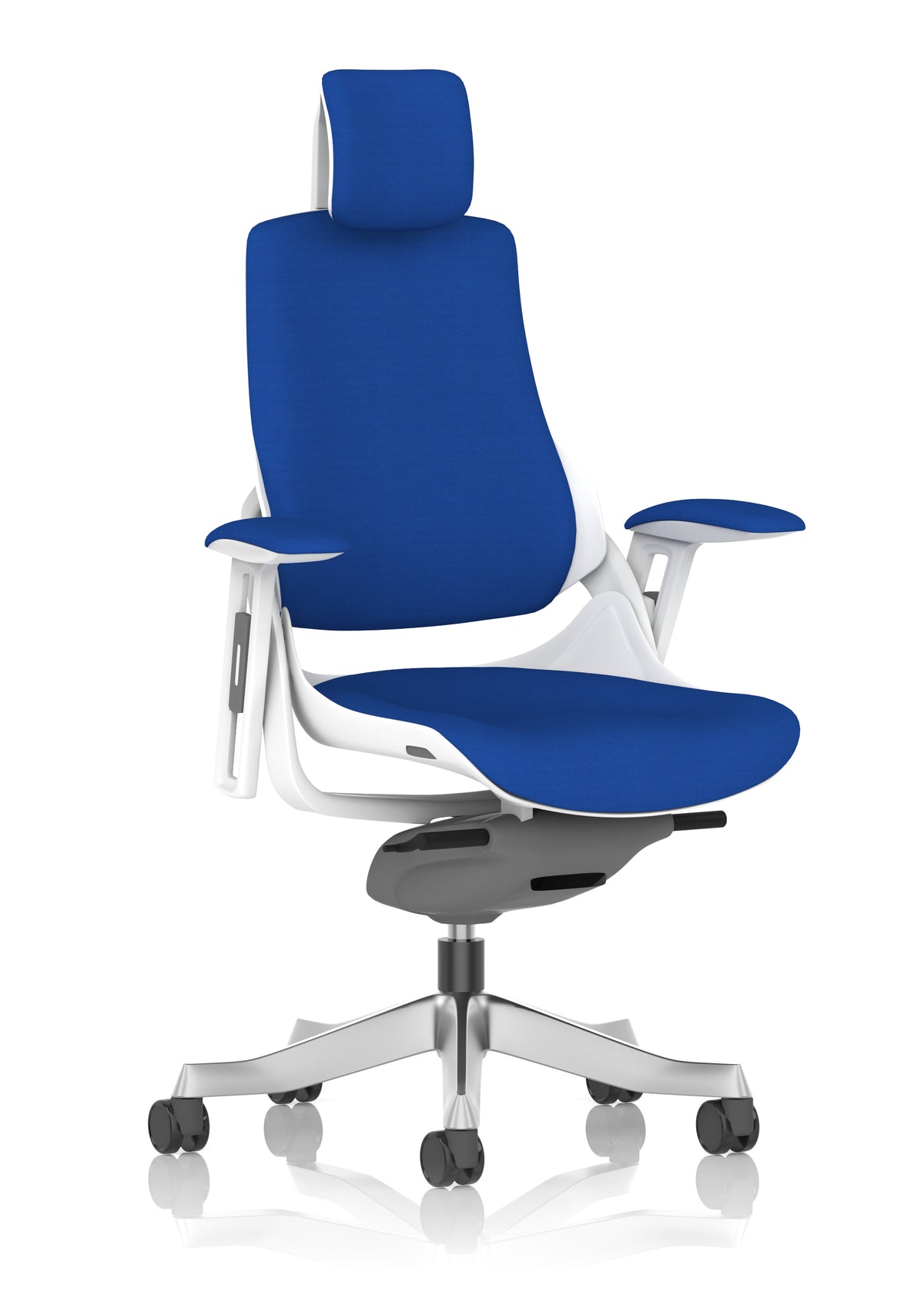 Medbourne High Back White Shell Fabric Executive Office Chair with Arms Bespoke Stevia Blue Bespoke Stevia Blue Fabric With Headrest - Industrious Decor