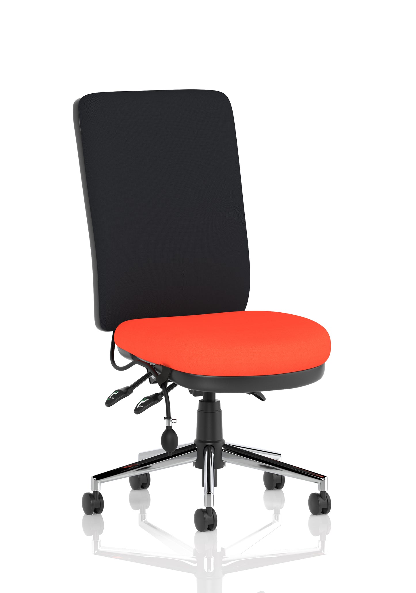 Chiro High Back Task Operator Office Chair Bespoke Tabasco Orange None Black - Industrious Decor