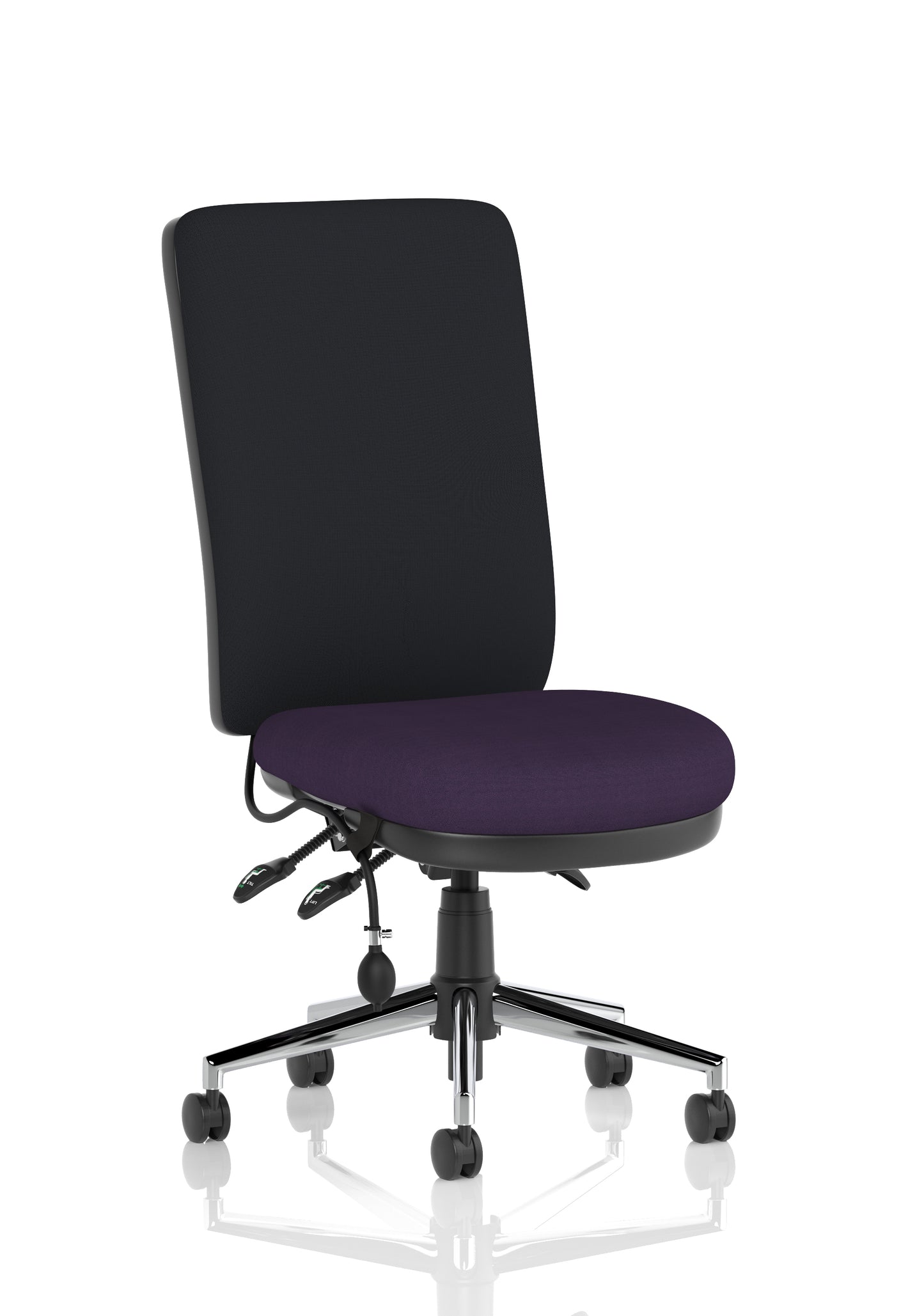 Chiro High Back Task Operator Office Chair Bespoke Tansy Purple None Black - Industrious Decor