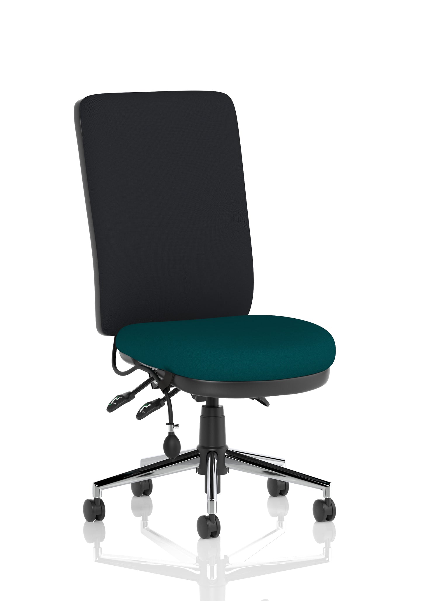 Chiro High Back Task Operator Office Chair Bespoke Maringa Teal None Black - Industrious Decor