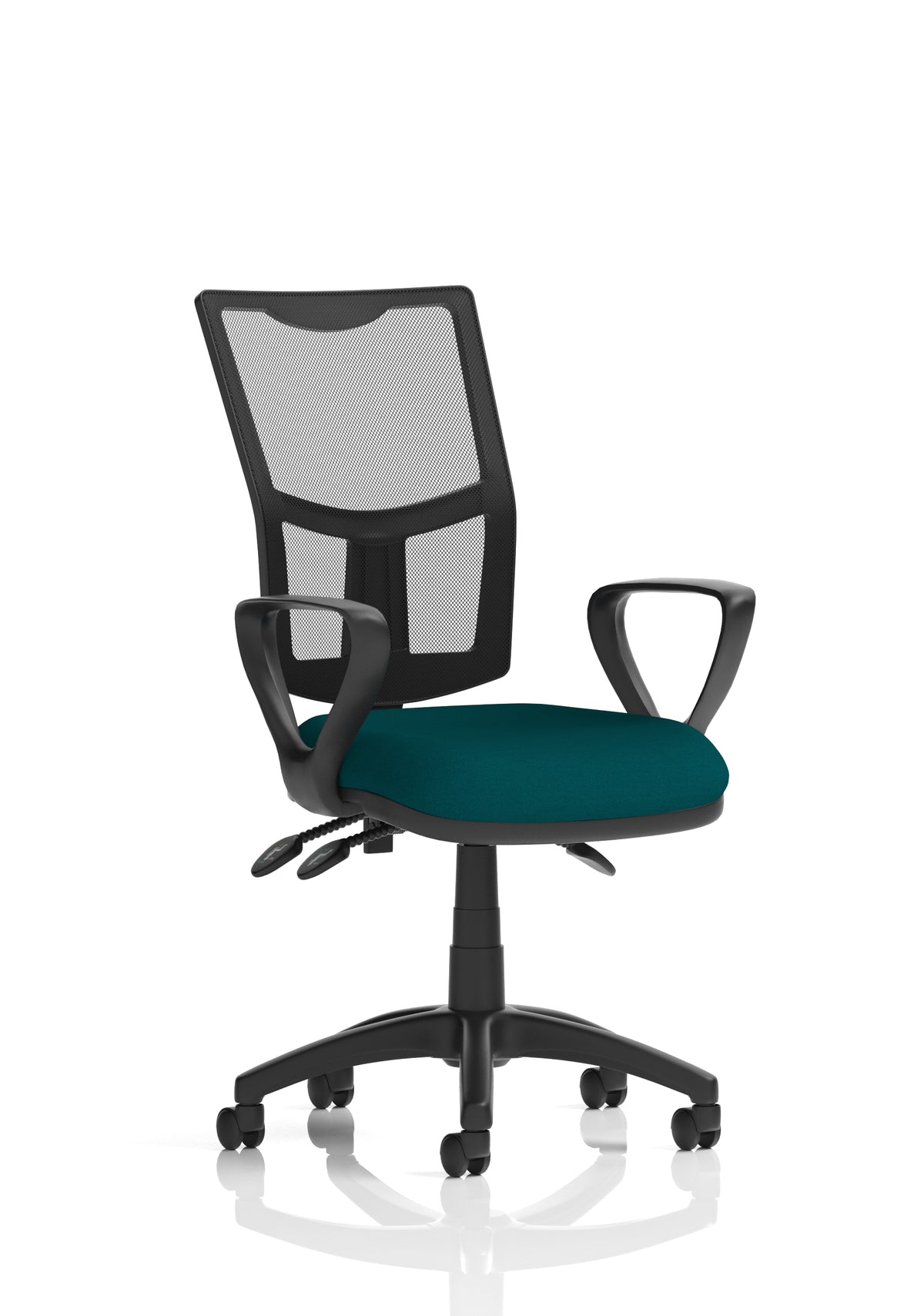 Windham Medium Back Mesh Task Chair | Gas Height | Independent Tilt | Height Adjustable Back Bespoke Maringa Teal With Loop Arms - Industrious Decor