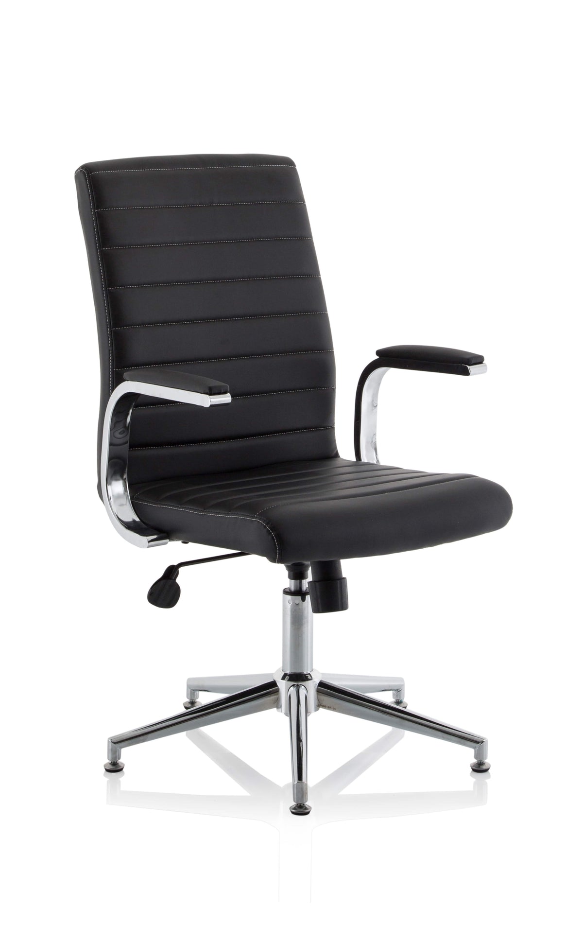 Knowlton Medium Back Leather Executive Office Chair with Arms Black Leather With Glides - Industrious Decor