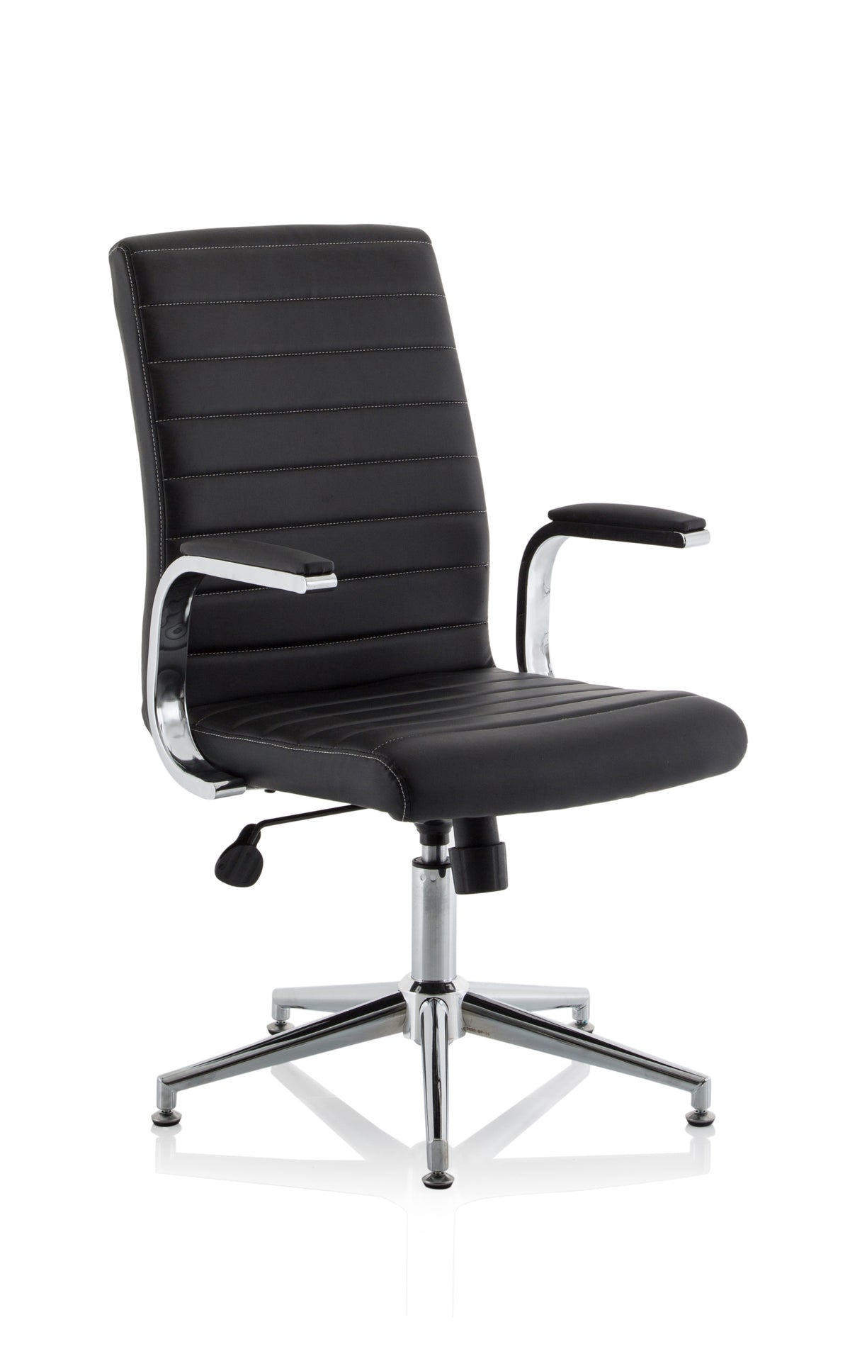 Knowlton Medium Back Leather Executive Office Chair with Arms Brown With Glides - Industrious Decor