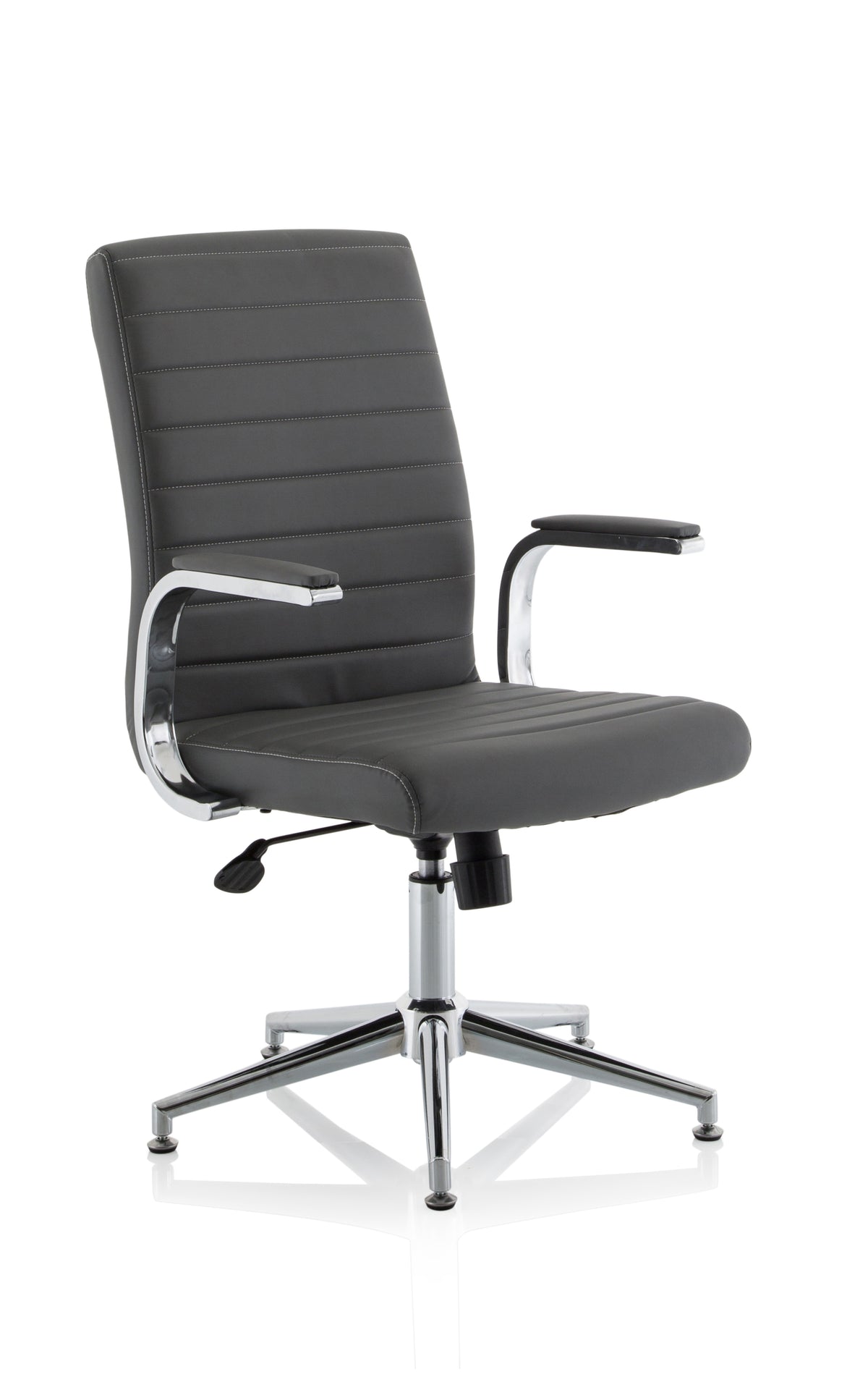 Knowlton Medium Back Leather Executive Office Chair with Arms Grey With Glides - Industrious Decor