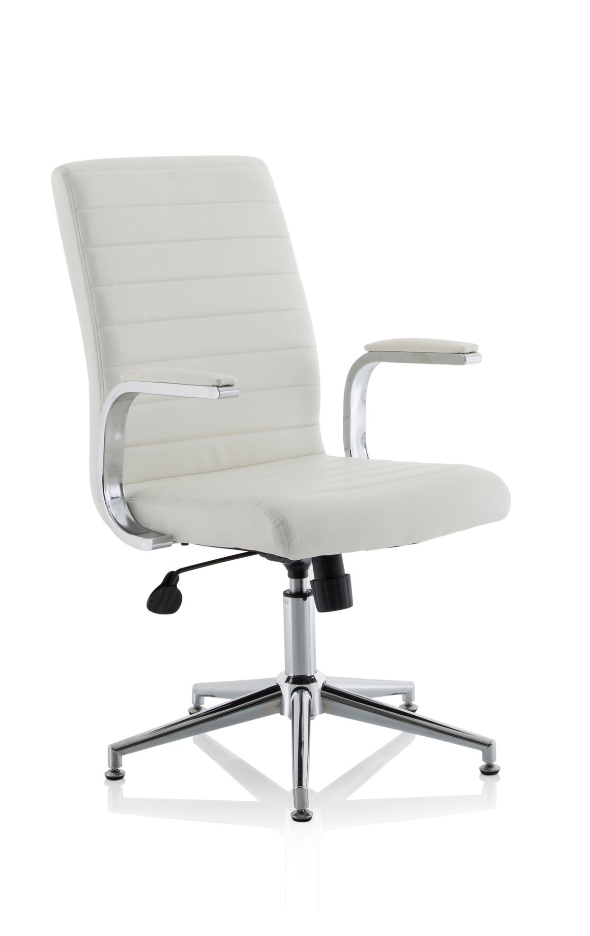 Knowlton Medium Back Leather Executive Office Chair with Arms White With Glides - Industrious Decor