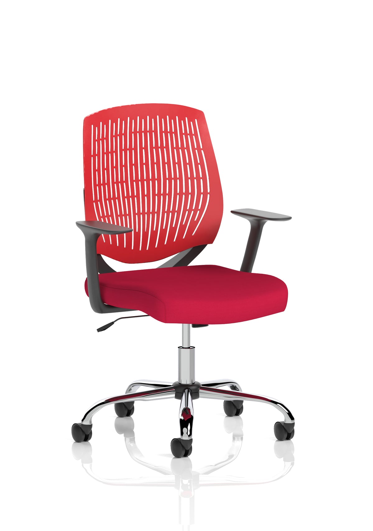 Harlow Medium Back Mesh Task Chair | Gas Height | Lock Tilt | Fixed Arms Red Bespoke Bergamot Cherry - Industrious Decor
