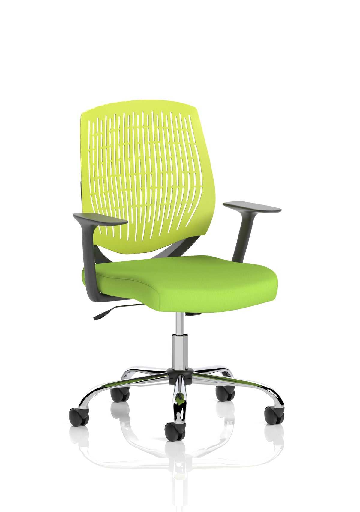 Harlow Medium Back Mesh Task Chair | Gas Height | Lock Tilt | Fixed Arms Green Bespoke Myrrh Green - Industrious Decor