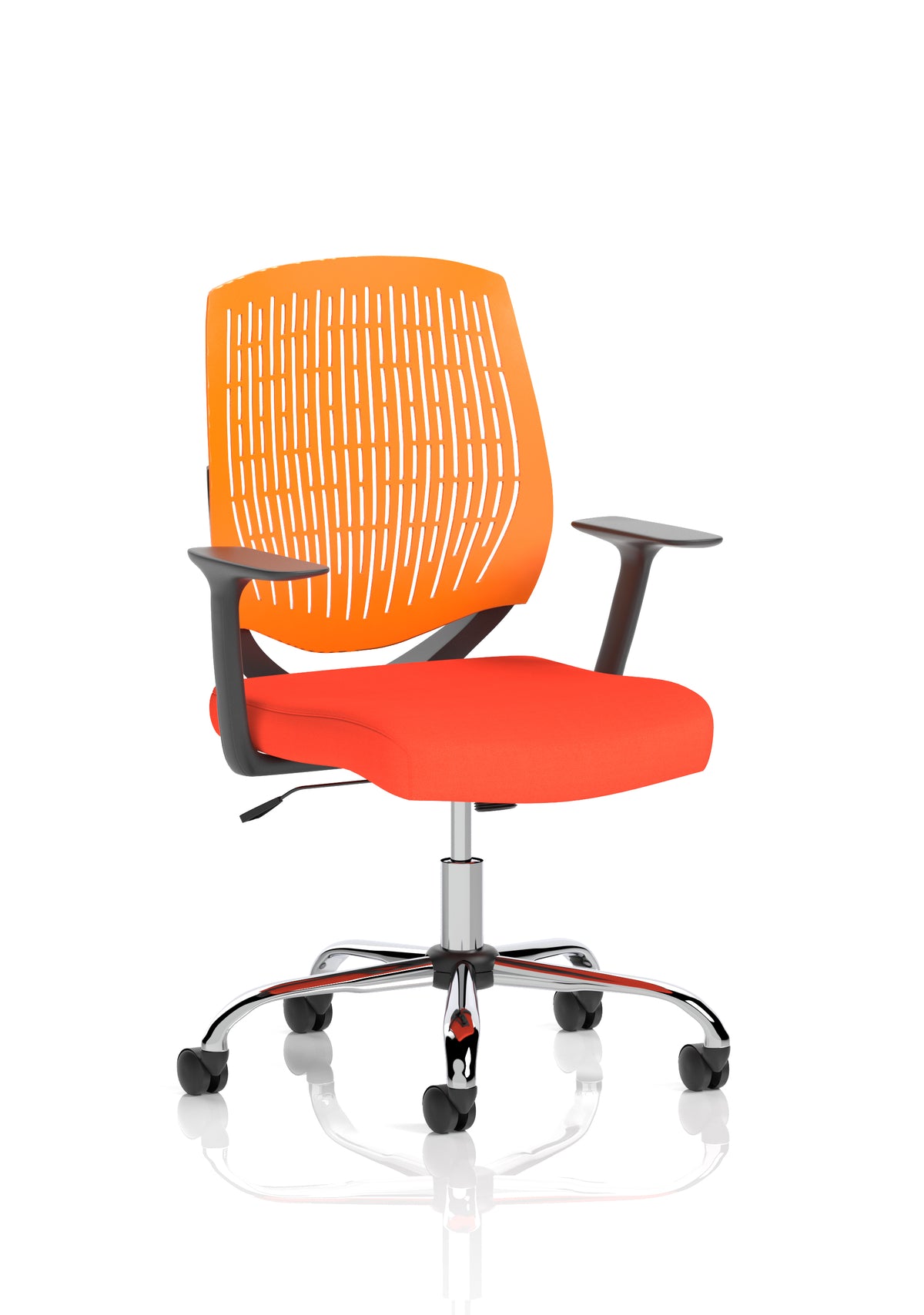 Harlow Medium Back Mesh Task Chair | Gas Height | Lock Tilt | Fixed Arms Orange Bespoke Tabasco Orange - Industrious Decor
