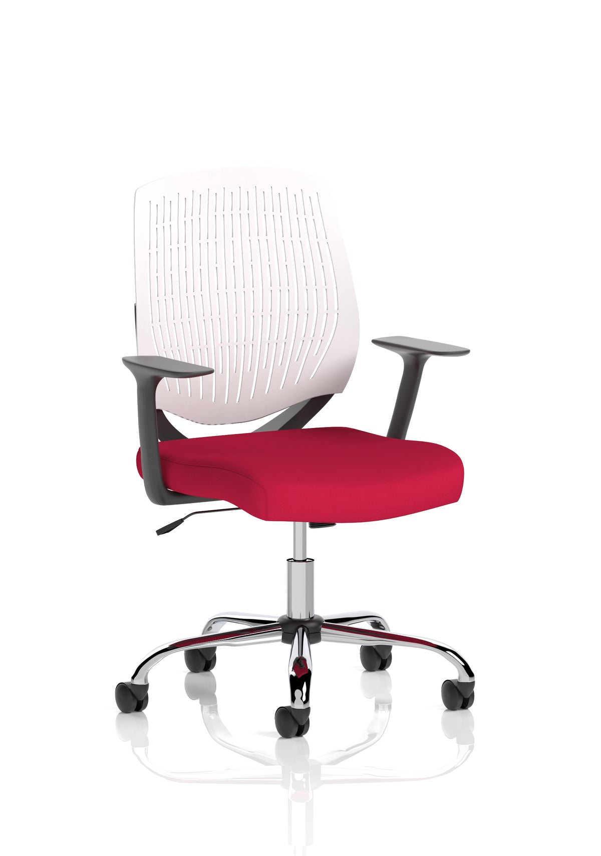 Harlow Medium Back Mesh Task Chair | Gas Height | Lock Tilt | Fixed Arms White Bespoke Bergamot Cherry - Industrious Decor