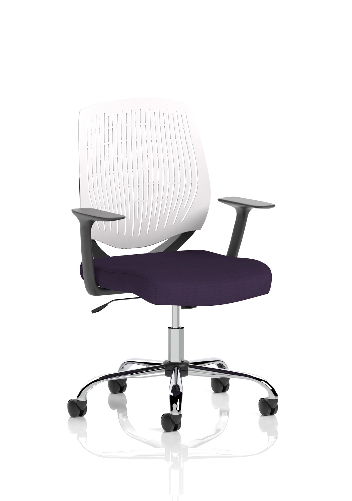Harlow Medium Back Mesh Task Chair | Gas Height | Lock Tilt | Fixed Arms White Bespoke Tansy Purple - Industrious Decor