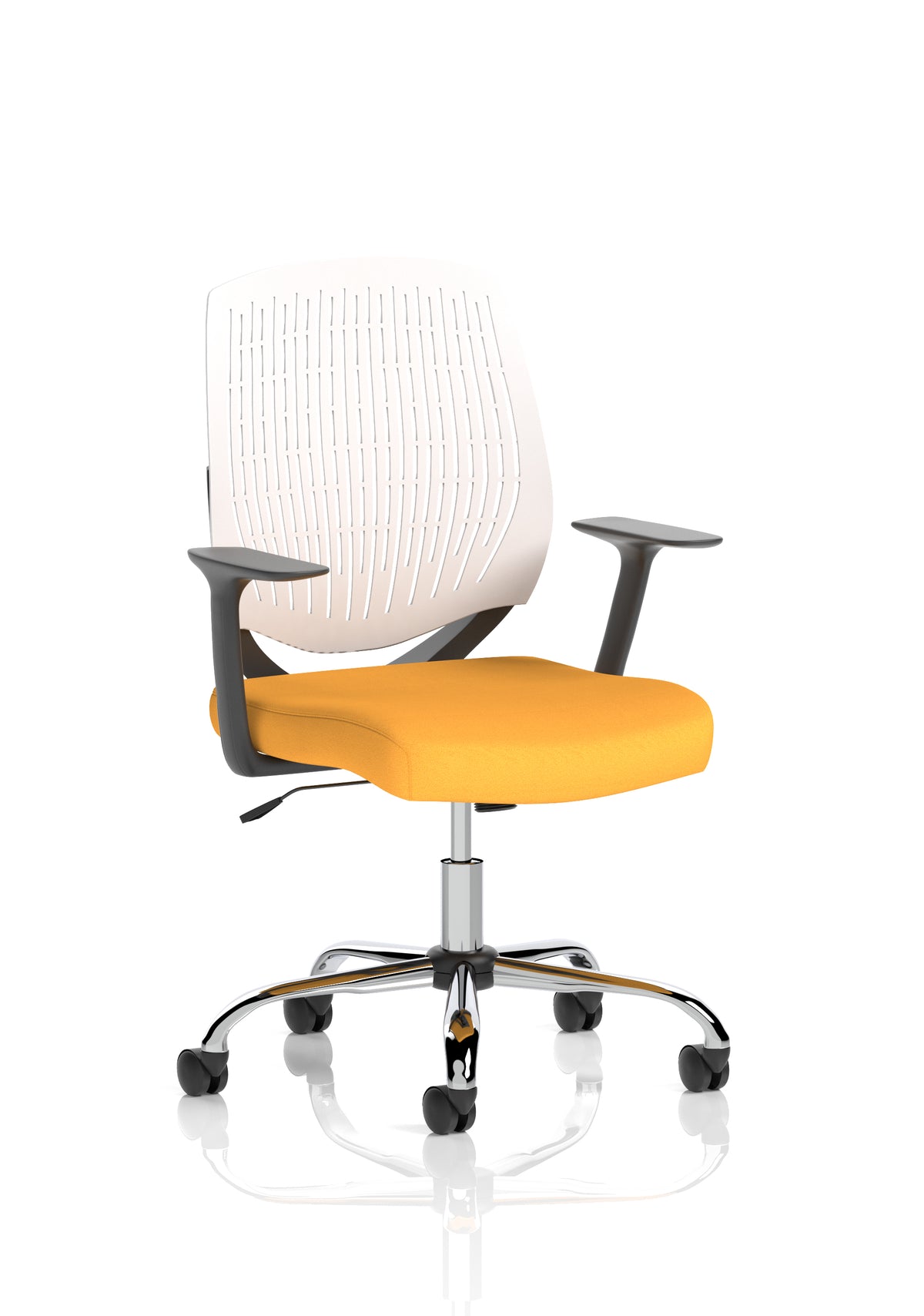 Harlow Medium Back Mesh Task Chair | Gas Height | Lock Tilt | Fixed Arms White Bespoke Senna Yellow - Industrious Decor